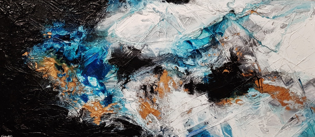 Cobalt Blue Marble Abstract Painting 106