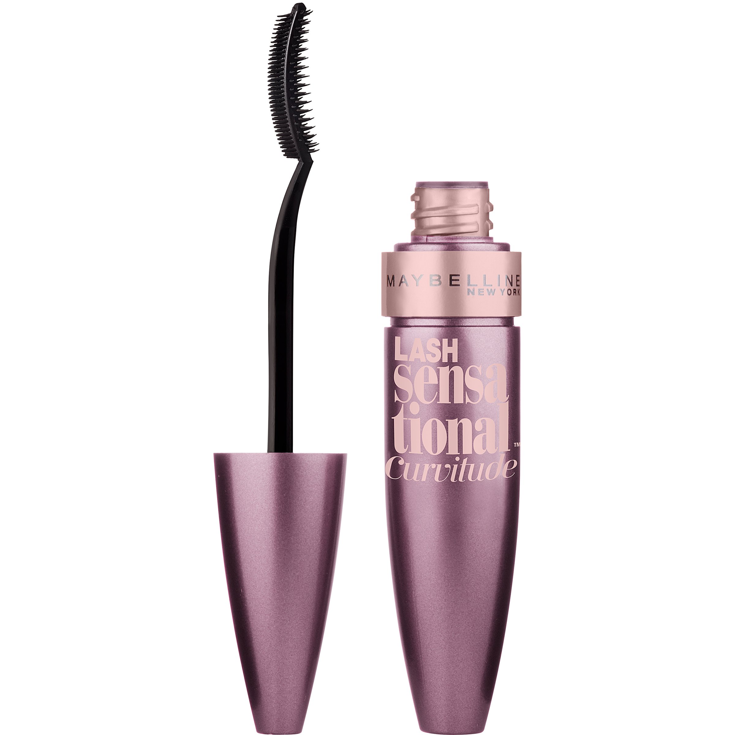 Maybelline New York Lash Sensational Curvitude Washable Mascara - Blackest Black 0.33 fl oz - Volumizing & Lengthening for Dramatic Lashes - Perfect for Daytime & Nighttime Makeup Looks