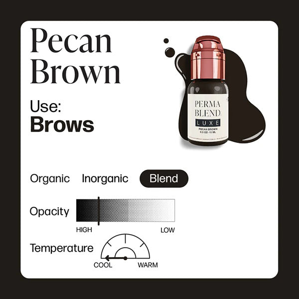 Perma Blend Luxe Pecan Brown Tattoo Ink - Professional Permanent Makeup Pigment for Eyebrows & Lips | Ideal for Tattoo Artists & Cosmetic Procedures