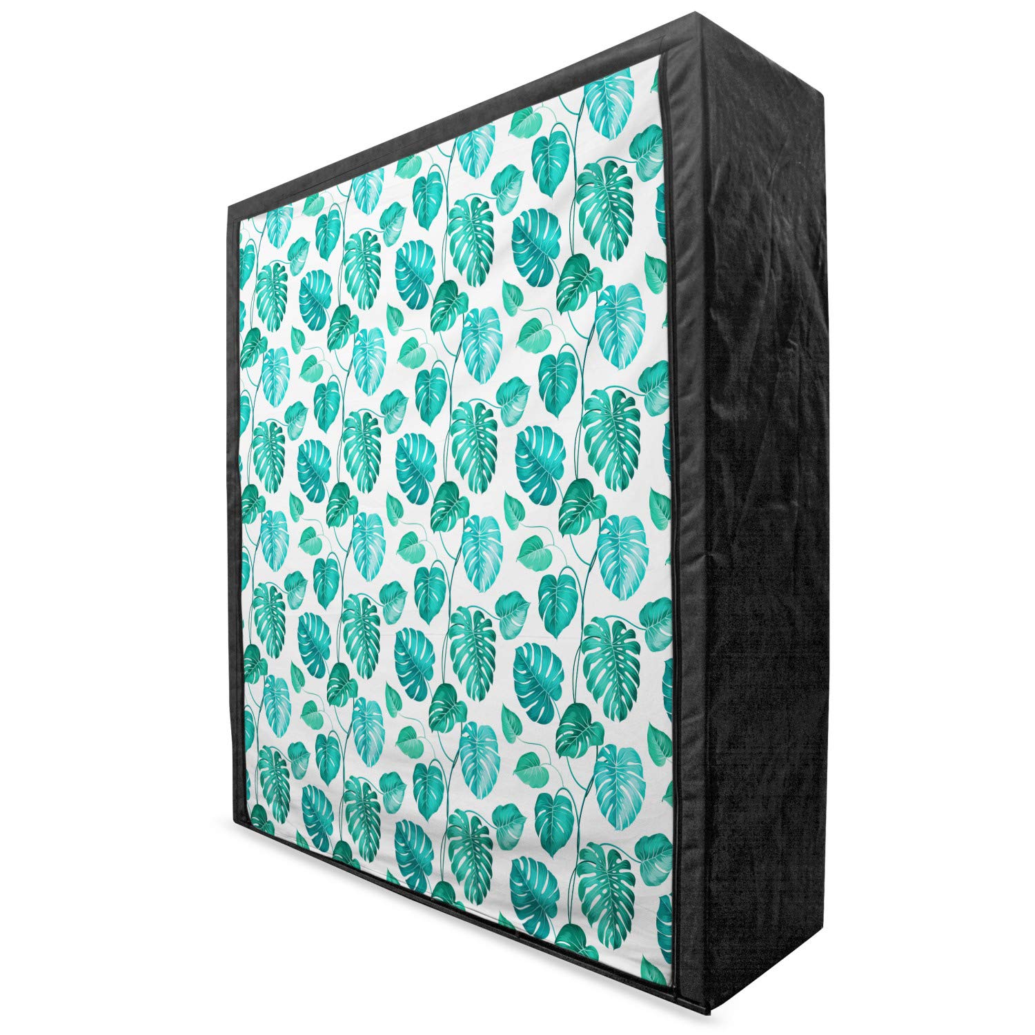 Ambesonne Green Leaf Portable Fabric Wardrobe - Tropical Palm Tree Leaves Design, Exotic Hawaiian Foliage Rainforest Jungle Pattern - 59