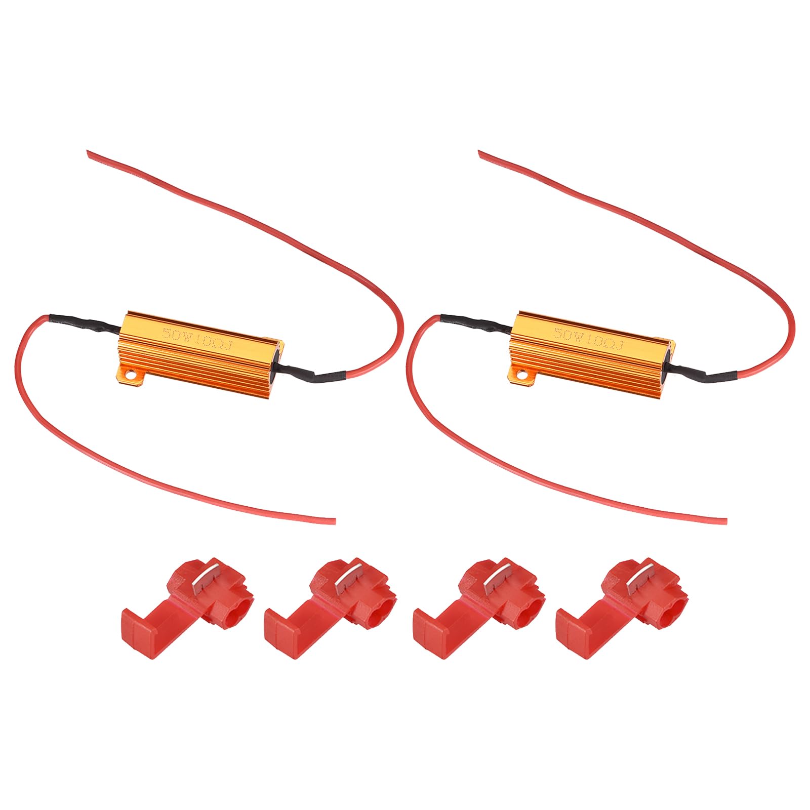 50W 10 Ohm Load Resistor (2-Pack) - Fix LED Bulb Hyper Flash & Blink Error Codes - LED Turn Signal & License Plate Light Warning Canceller - Perfect for Car, Truck, Motorcycle & RV Lighting Upgrades