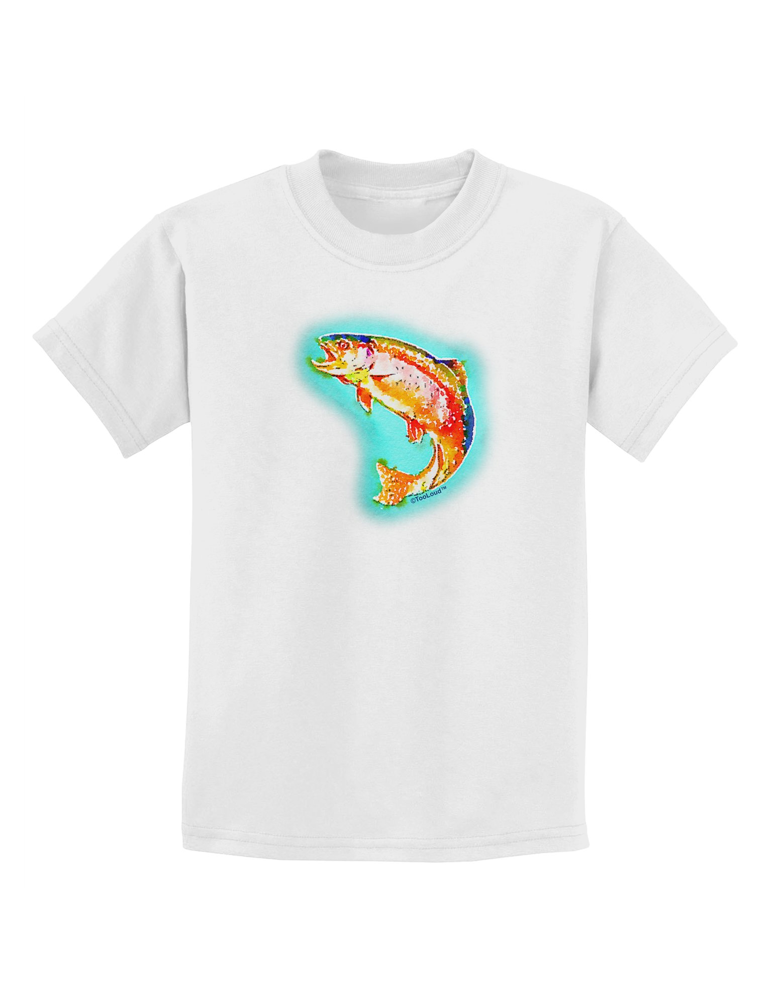 TOOLOUD Rainbow Trout Watercolor Print Kids T-Shirt - Soft Cotton Tee for Fishing Enthusiasts & Outdoor Adventures