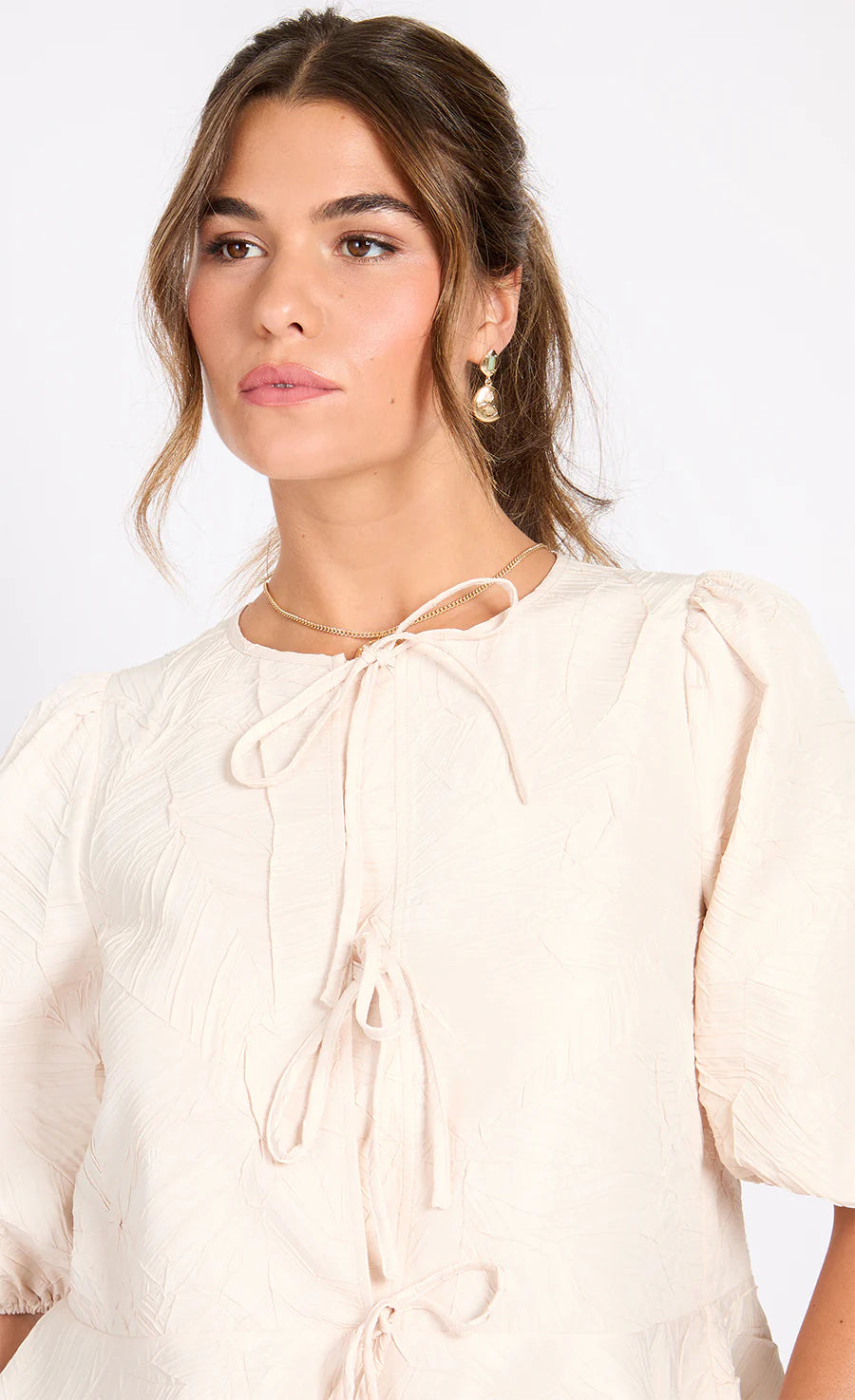 Celine Bow Top in Cream - Elegant Women's Blouse for Casual & Formal Wear | Perfect for Office, Parties & Special Occasions