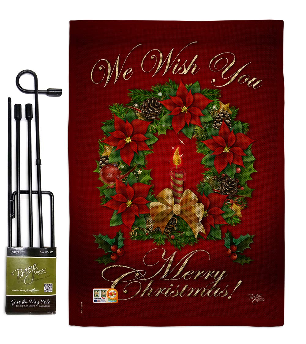 Christmas Burlap Garden Flag Set - Double-Sided Santa Reindeer Decor for Winter Yard