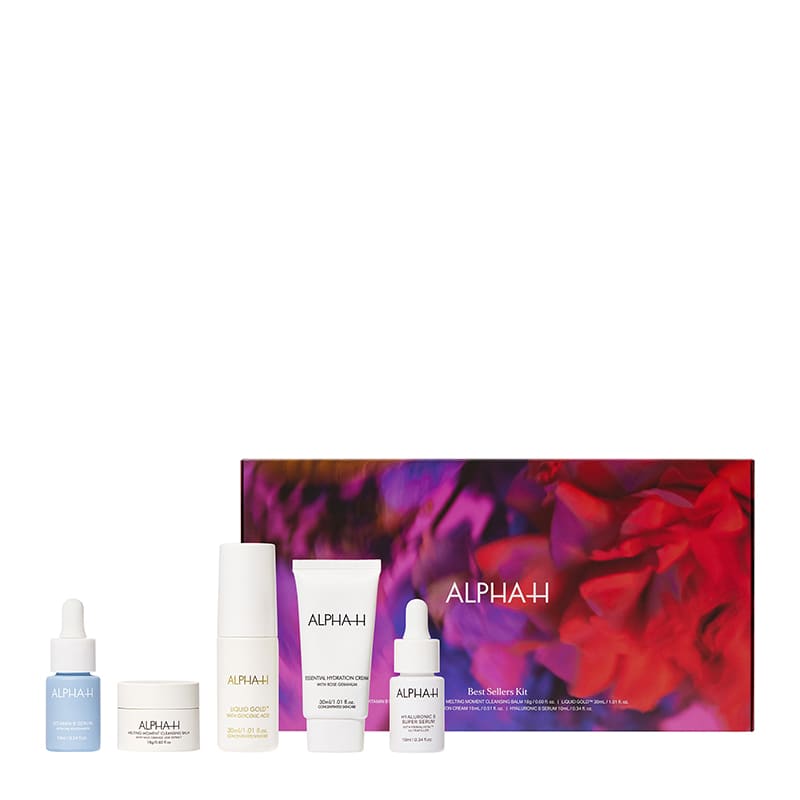 Alpha H Best Sellers Skincare Kit - Glycolic Acid Exfoliating Treatment & Hydrating Serum Set for Glowing Skin | Perfect for Nighttime Routine & Anti-Aging Care