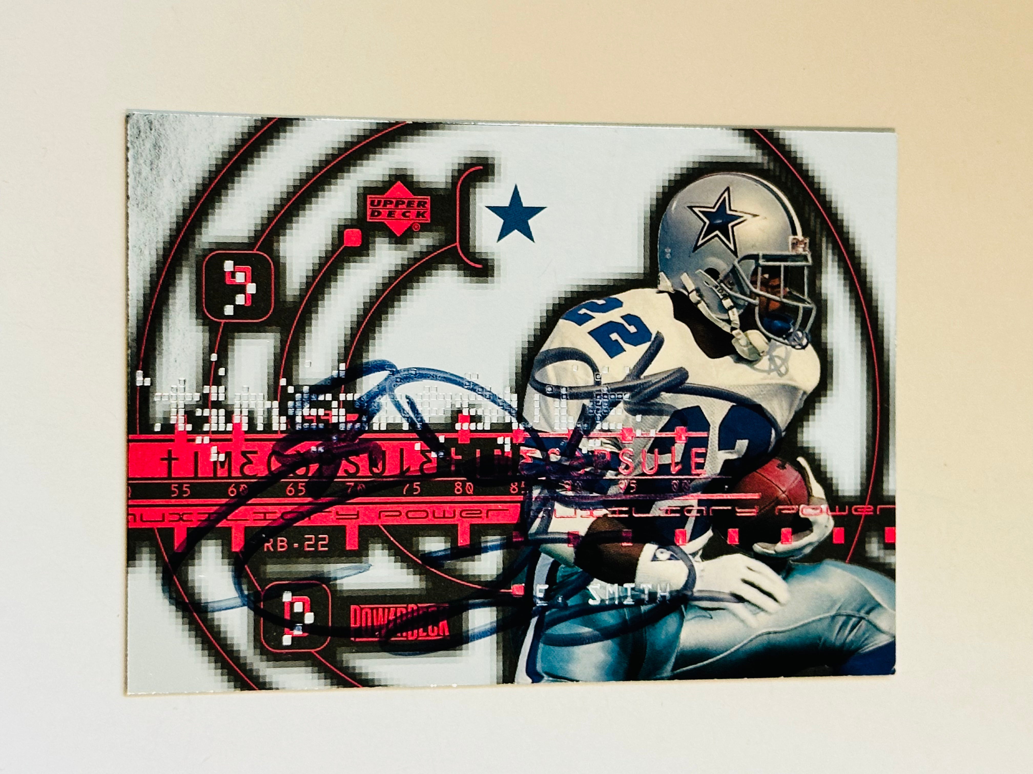 Authentic Dallas Cowboys Emmitt Smith Autographed Football Card with COA - Perfect for NFL Memorabilia Collectors & Cowboys Fans Display