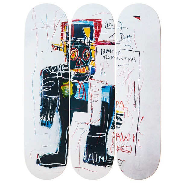 JEAN MICHAEL BASQUIAT 'IRONY OF A NEGRO POLICEMAN' TRIPTYCH Canvas Art Print - Pop Art Wall Decor for Living Room, Office & Gallery