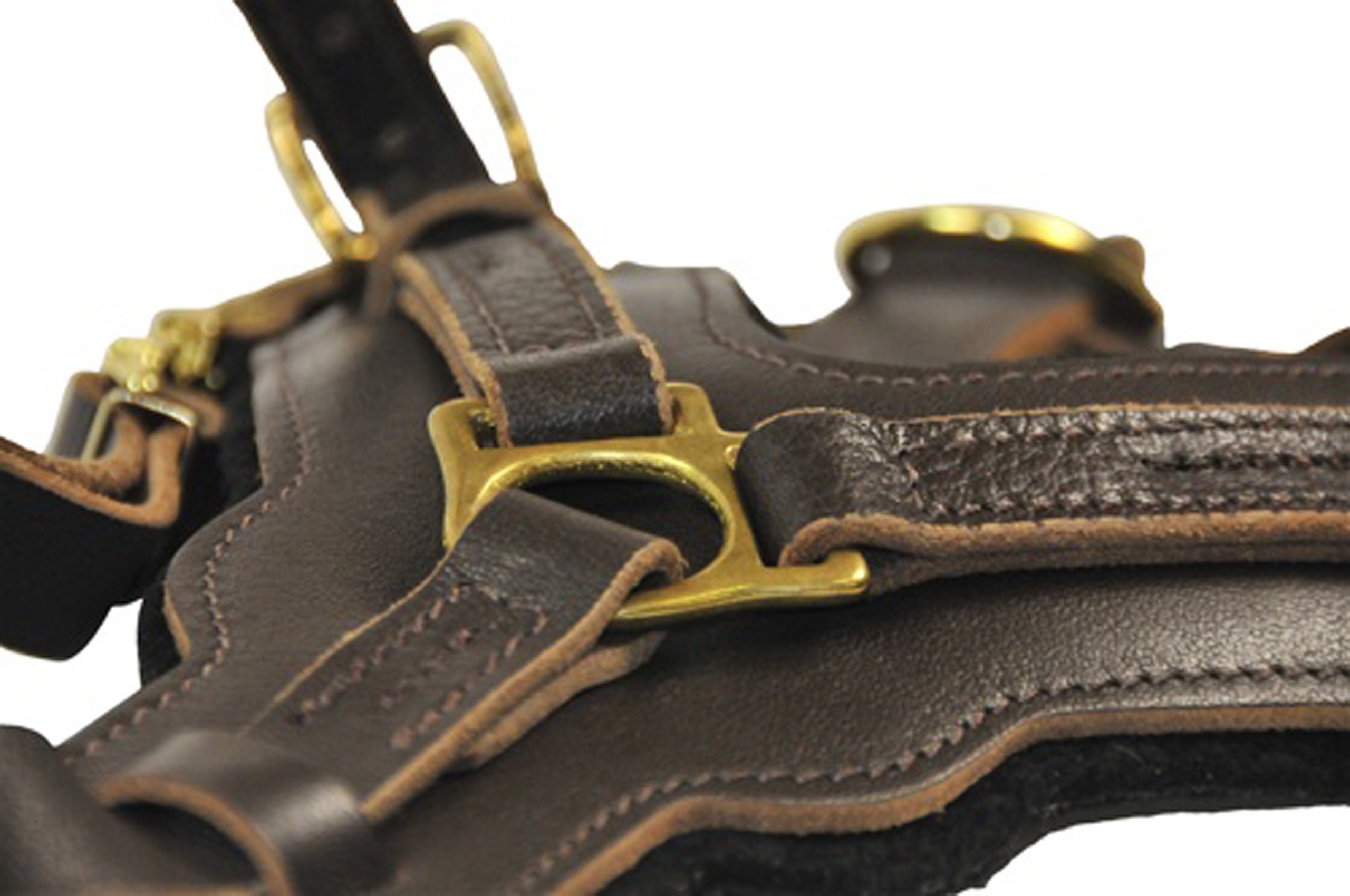 Dean & Tyler Victory Heavy-Duty Solid Brass Hardware Dog Harness with Handle - Large Size (31-41 Inch Girth) for Training, Walking & Outdoor Adventures - Durable Brown Nylon for Active Dogs