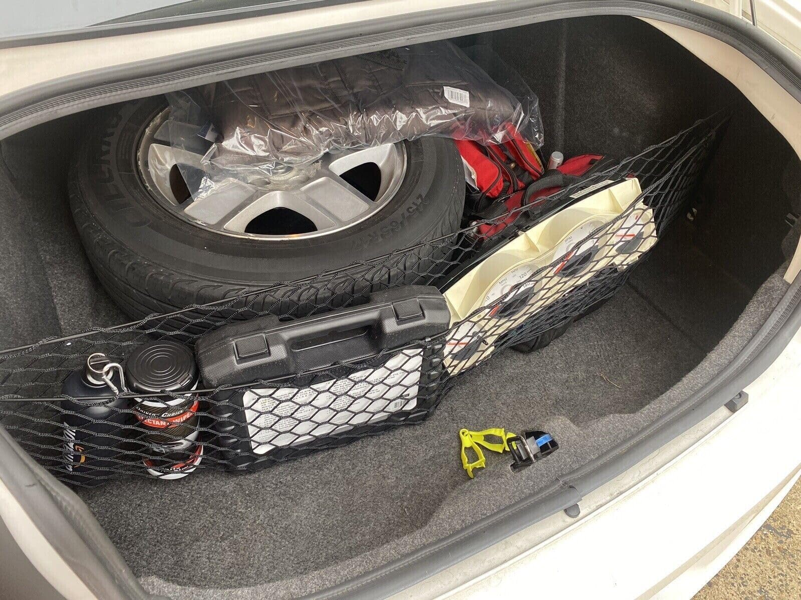 Premium Mesh Rear Trunk Organizer Cargo Net for Dodge Charger 2006-2010 - Envelope Style Sedan Storage Solution - Heavy Duty Vehicle Carrier Organizer - Perfect for Road Trips, Groceries & Sports Equipment