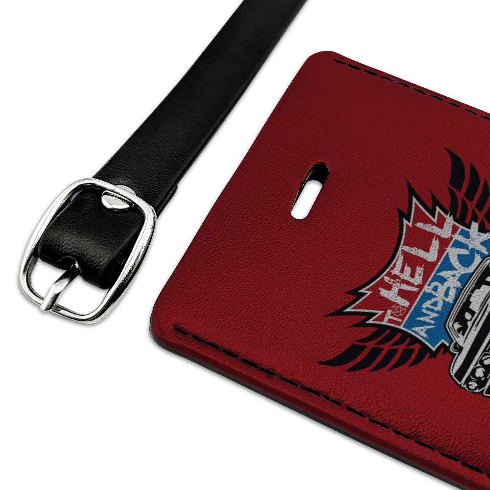 Supernatural to Hell and Back Rectangle Leather Luggage Tag - Durable Carry-On ID Tag for Travel Bags - Perfect for Suitcases, Backpacks & Duffel Bags