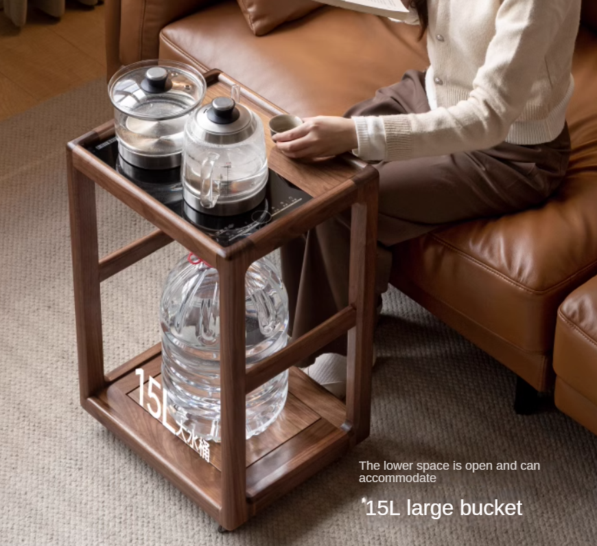 Premium Black Walnut Solid Wood Removable Side Table - Rustic End Table with Sturdy Metal Legs for Living Room, Bedroom, or Outdoor Patio Use