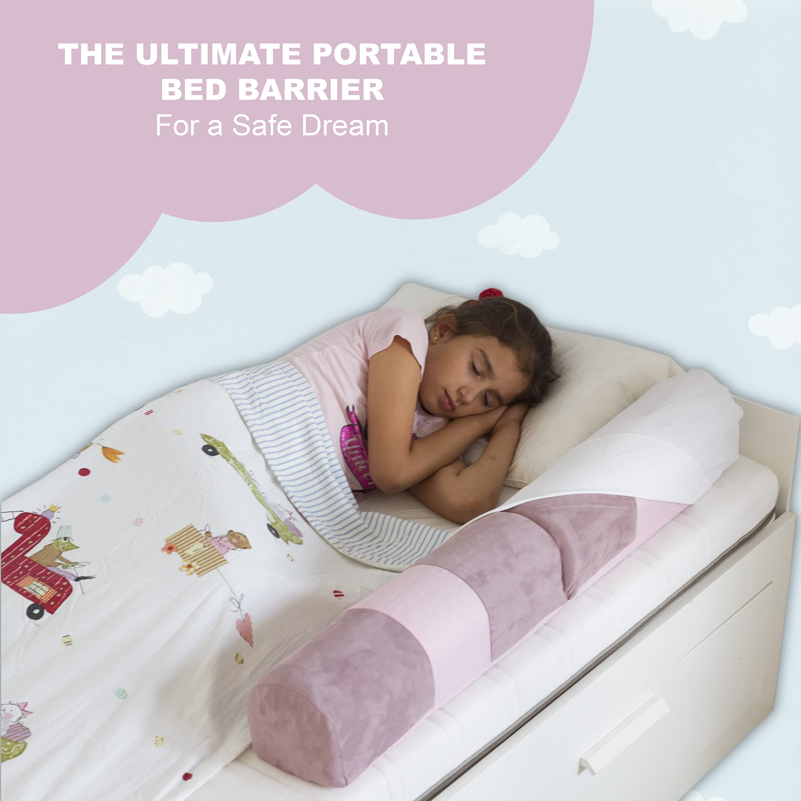 UC Bed Barrier (2-Pack) - Foldable Travel Bed Rail for Kids, Anti-Fall Safety Guard with Soft Foam Padding - Fits 90cm, 150cm, 180cm & 200cm Beds - Wall Protector for Toddler & Child Safety | Perfect for Home, Travel & Daycare Use