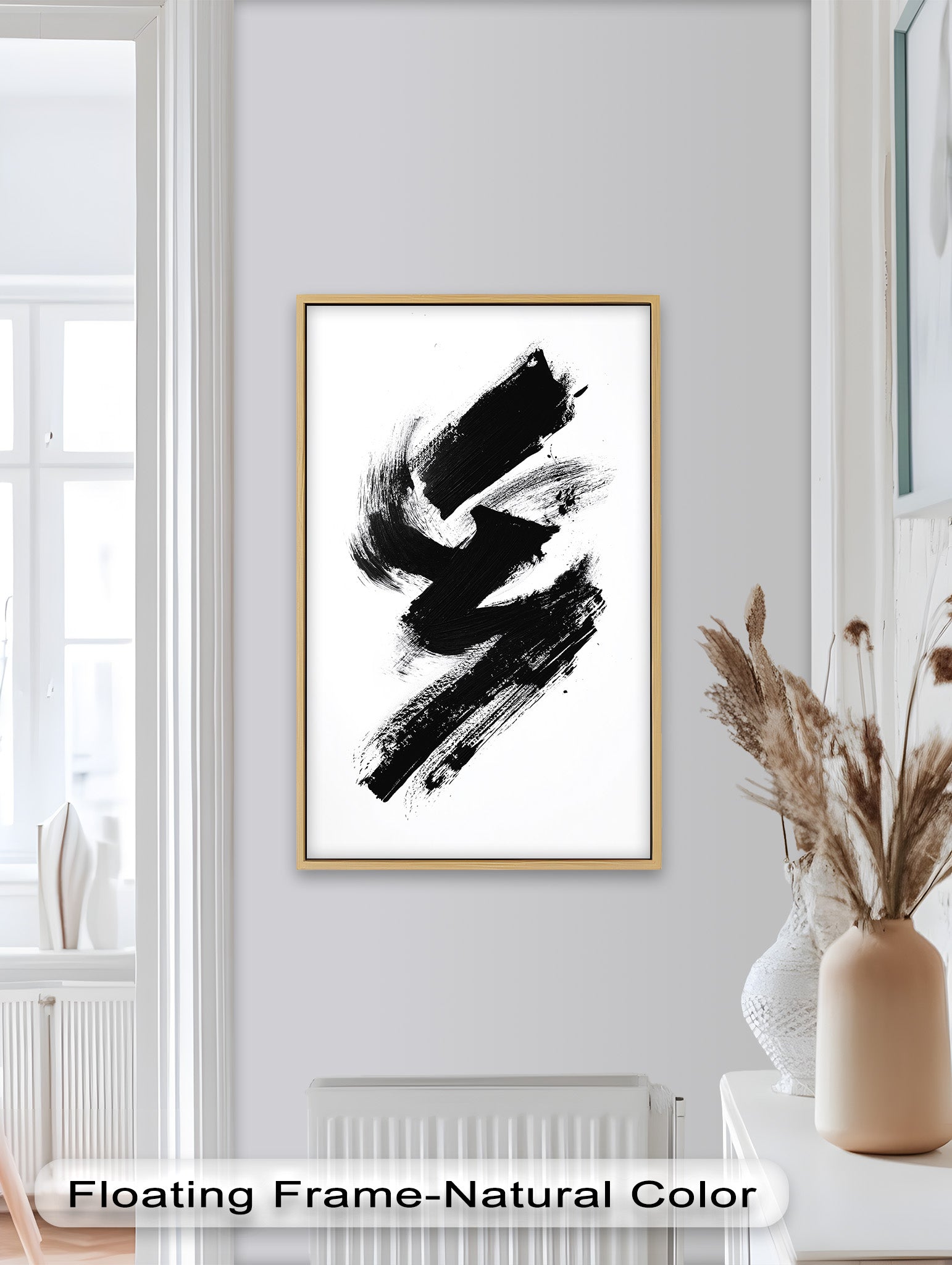 Black Brushstroke Abstract Oil Painting - Modern Wall Art for Living Room, Bedroom & Office Decor