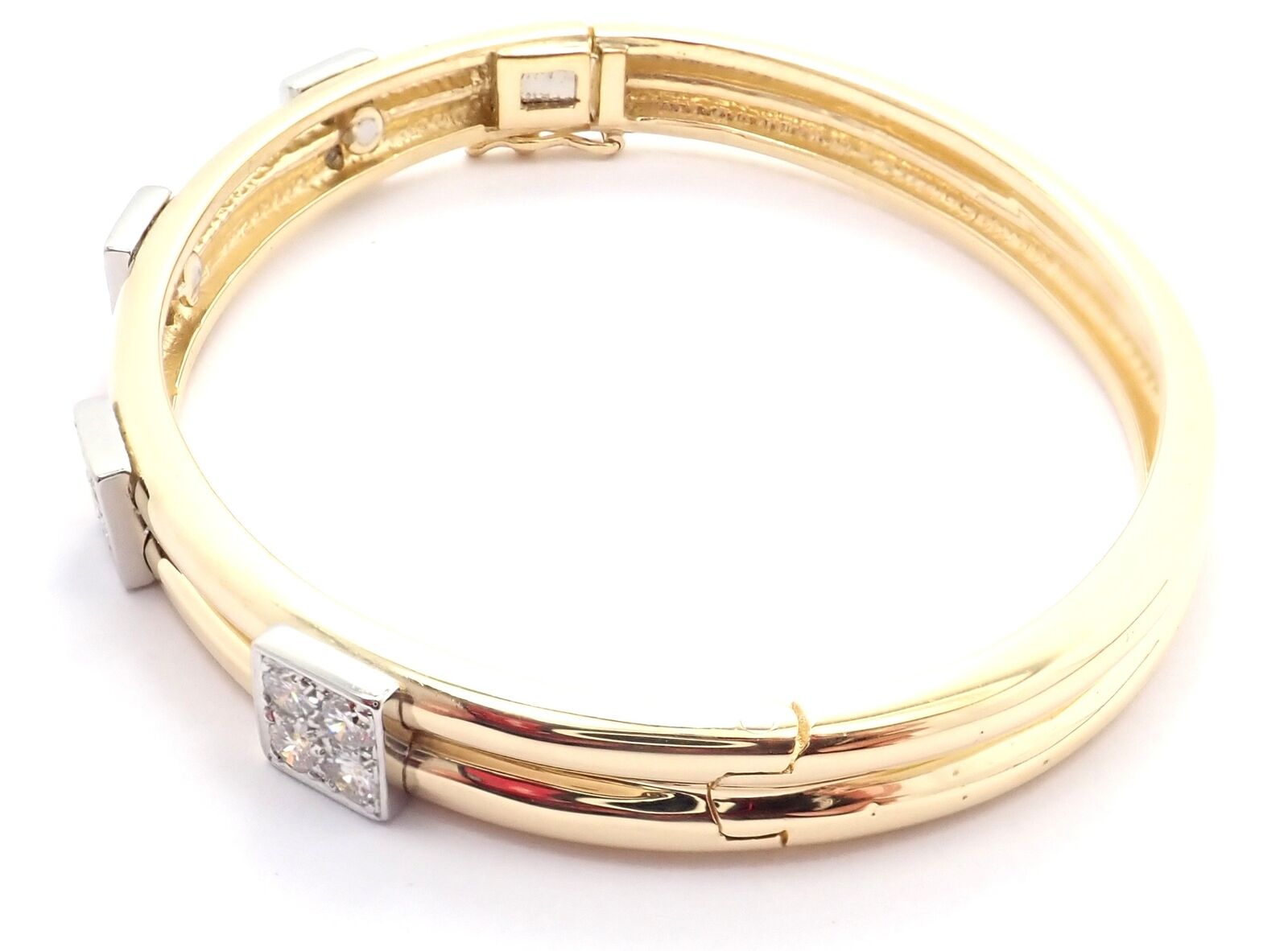 Vintage Authentic Tiffany & Co 18K Yellow Gold Diamond Bangle Bracelet - Luxury Jewelry Gift for Women, Anniversary & Special Occasions