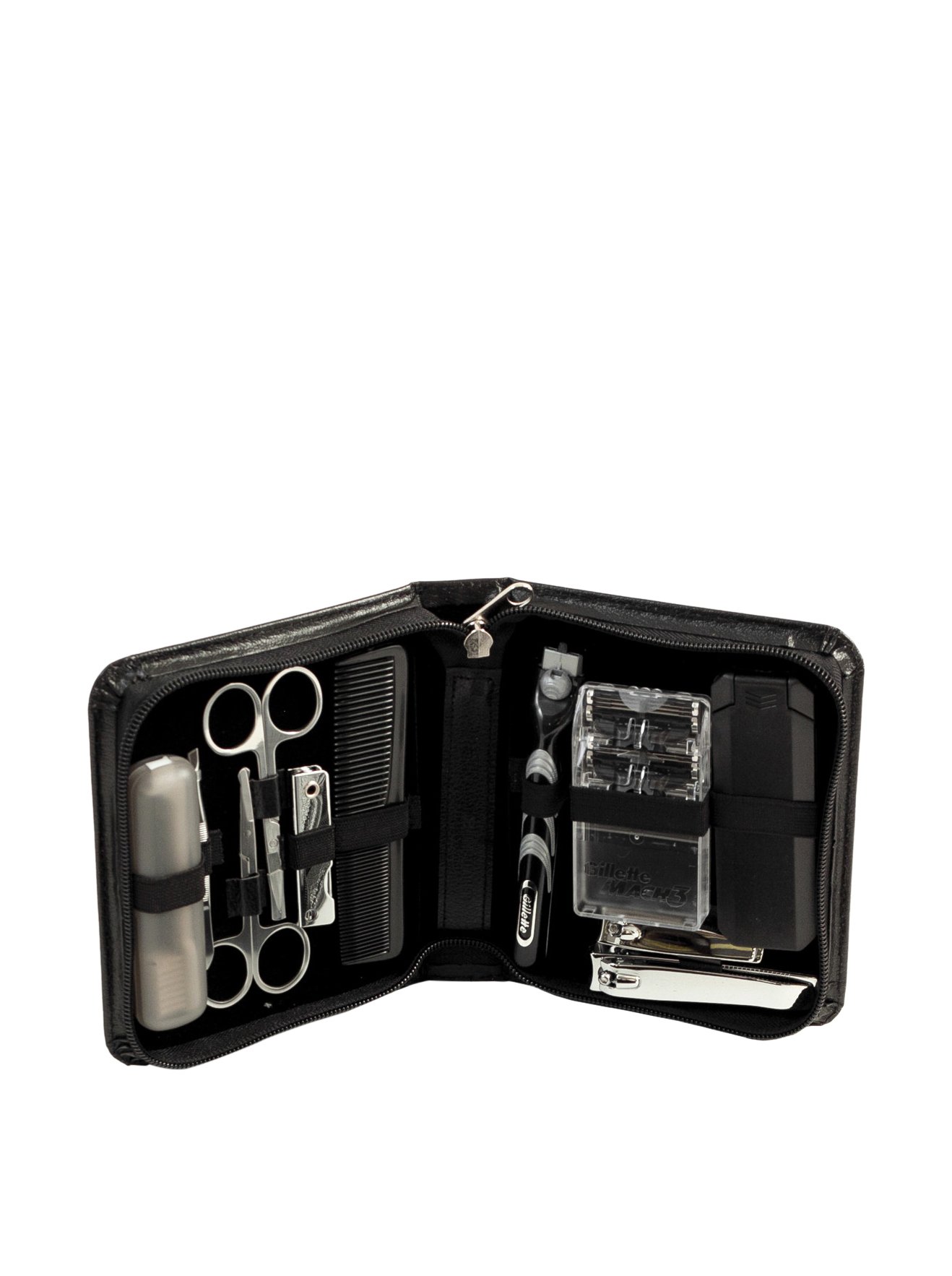 Premium Bey Berk 11-Piece Travel Manicure & Shave Set in Black Leather Case - Compact Grooming Kit for Men's Business Trips & Vacation Essentials