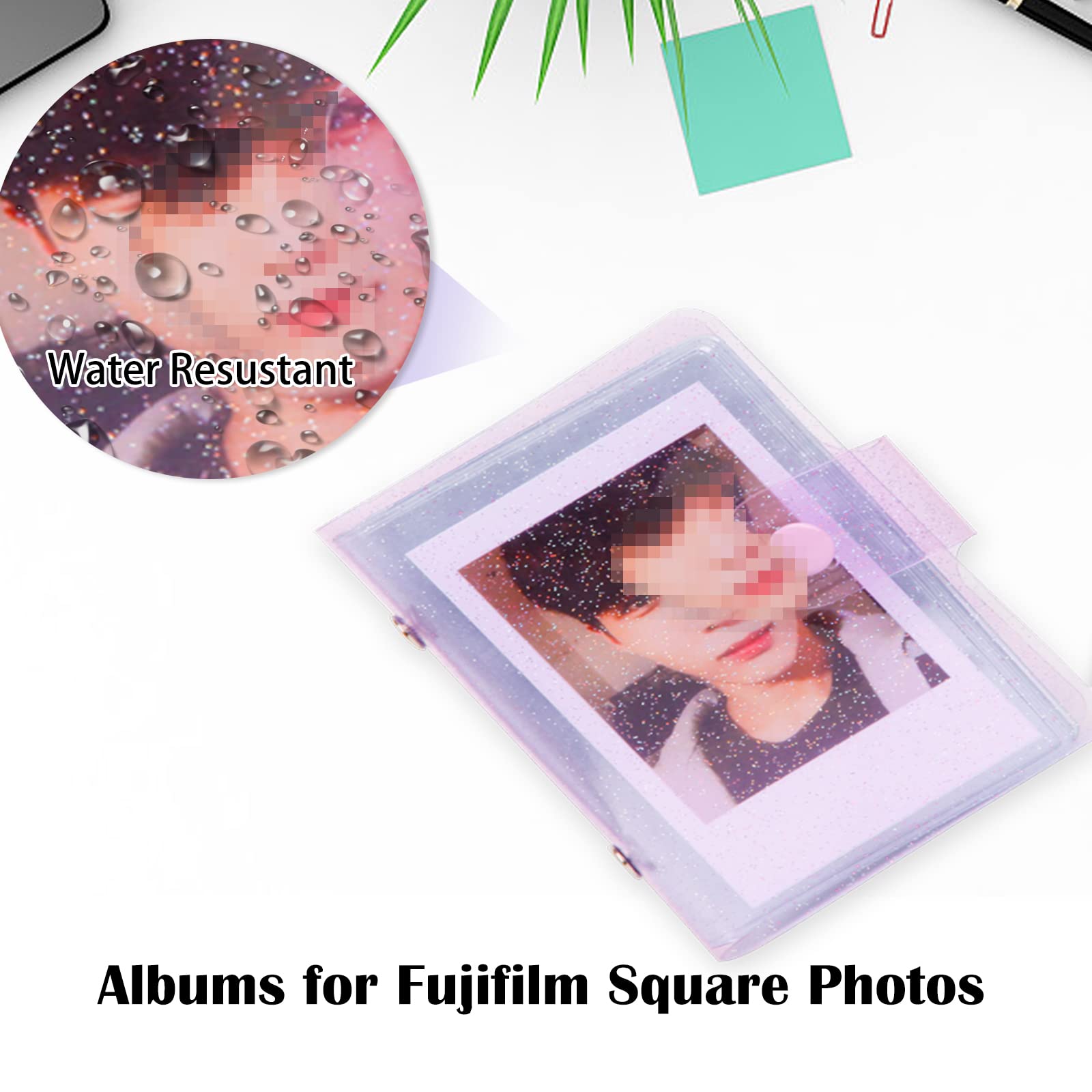 Fujifilm Instax Square Photo Album for SQ1/SQ6/SQ10/SQ20 Cameras & Kodak Mini Shot 3 Square Retro Printer - Holds 3x3 Instant Photos (Purple) | Perfect for Travel Memories, Wedding Keepsakes & DIY Scrapbooking