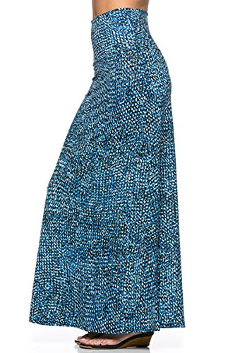 NYL Women's Everyday Basic Printed Long Poly Span Maxi Skirt - ASK-9001PS-D53, Size M | Flowy Casual Skirt for Summer, Beach, Vacation & Boho Outfits