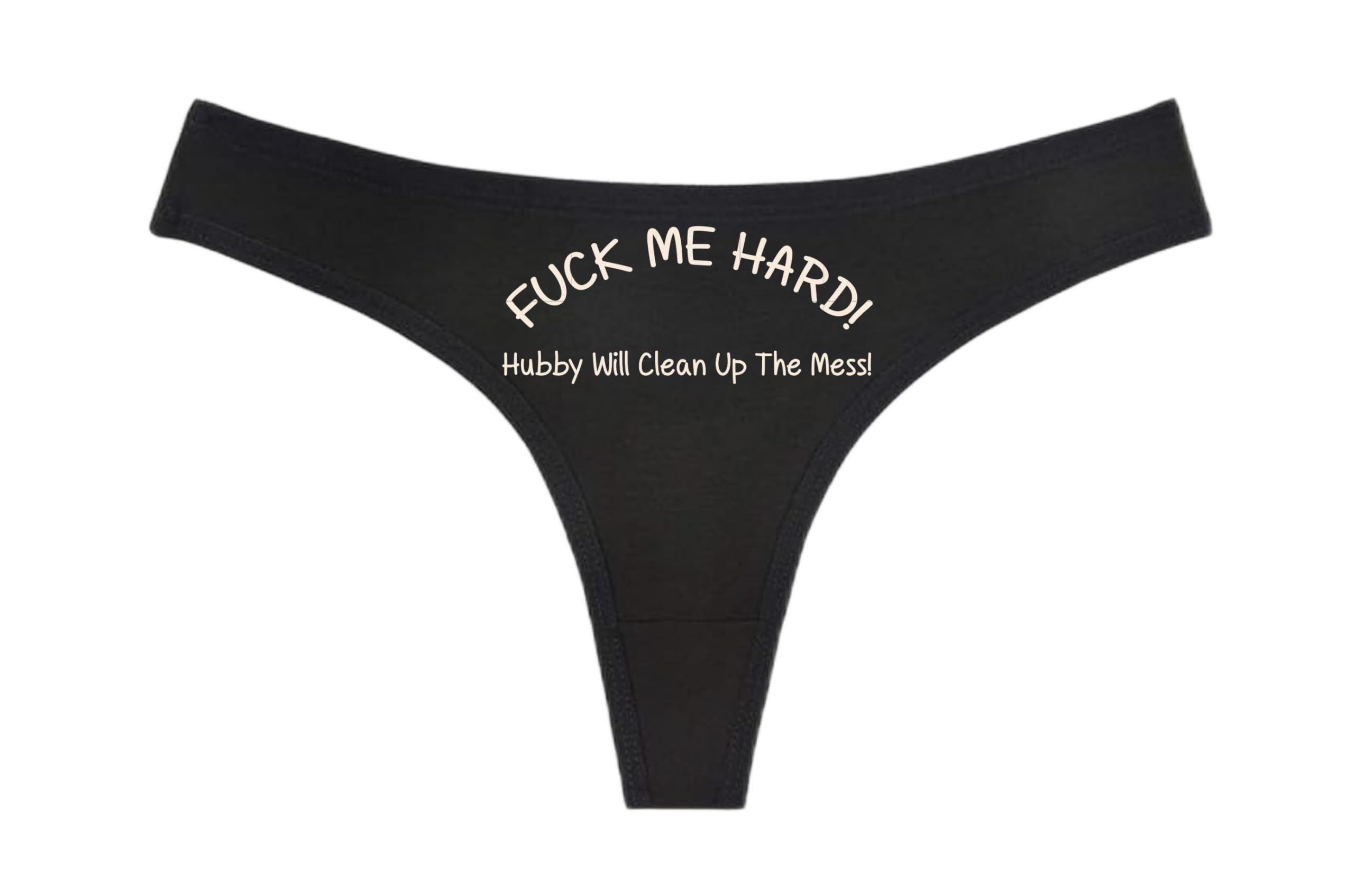 Sexy Black Thong Lingerie for Women - Adjustable Text Color - Hotwife & Swingers Underwear (Size L, Cream) | Perfect for Roleplay, Couples Fun & Special Occasions