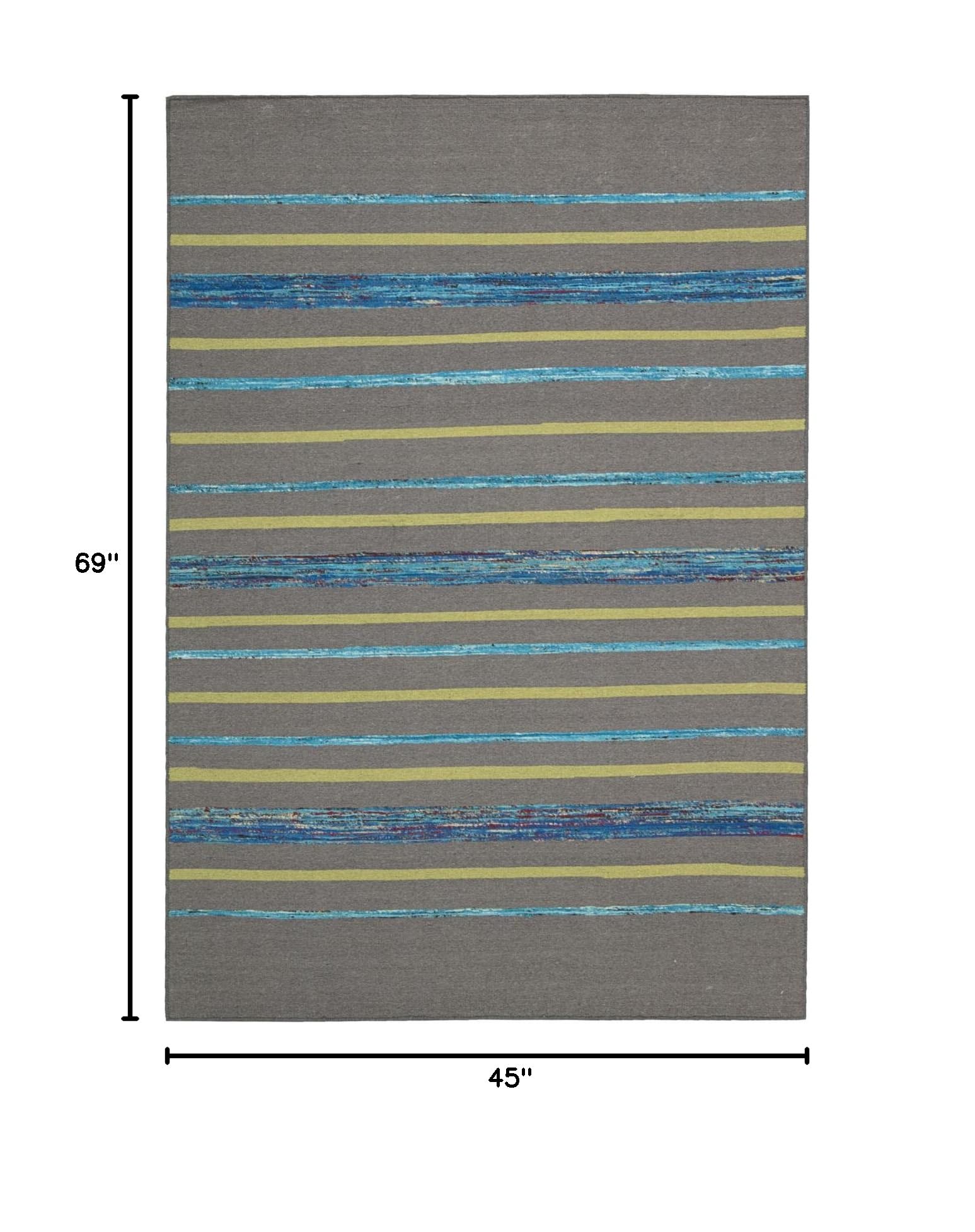 Nourison Spectrum Striped Grey/Turquoise 3'9