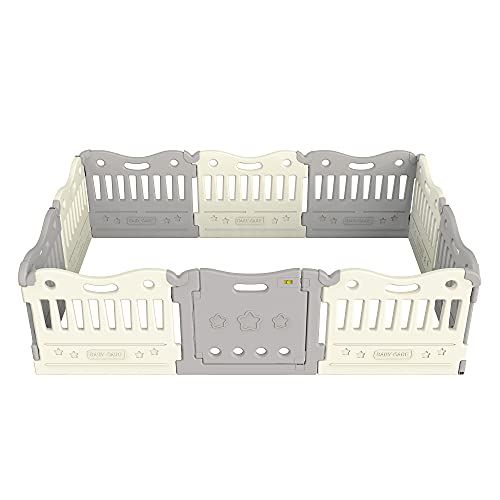 **Extra Large Baby Play Mat & Playpen with Double Locking - Safe & Durable Play Yard for Infants & Toddlers (Grey, Full Set) - Perfect for Nursery, Playroom & Indoor Playtime**