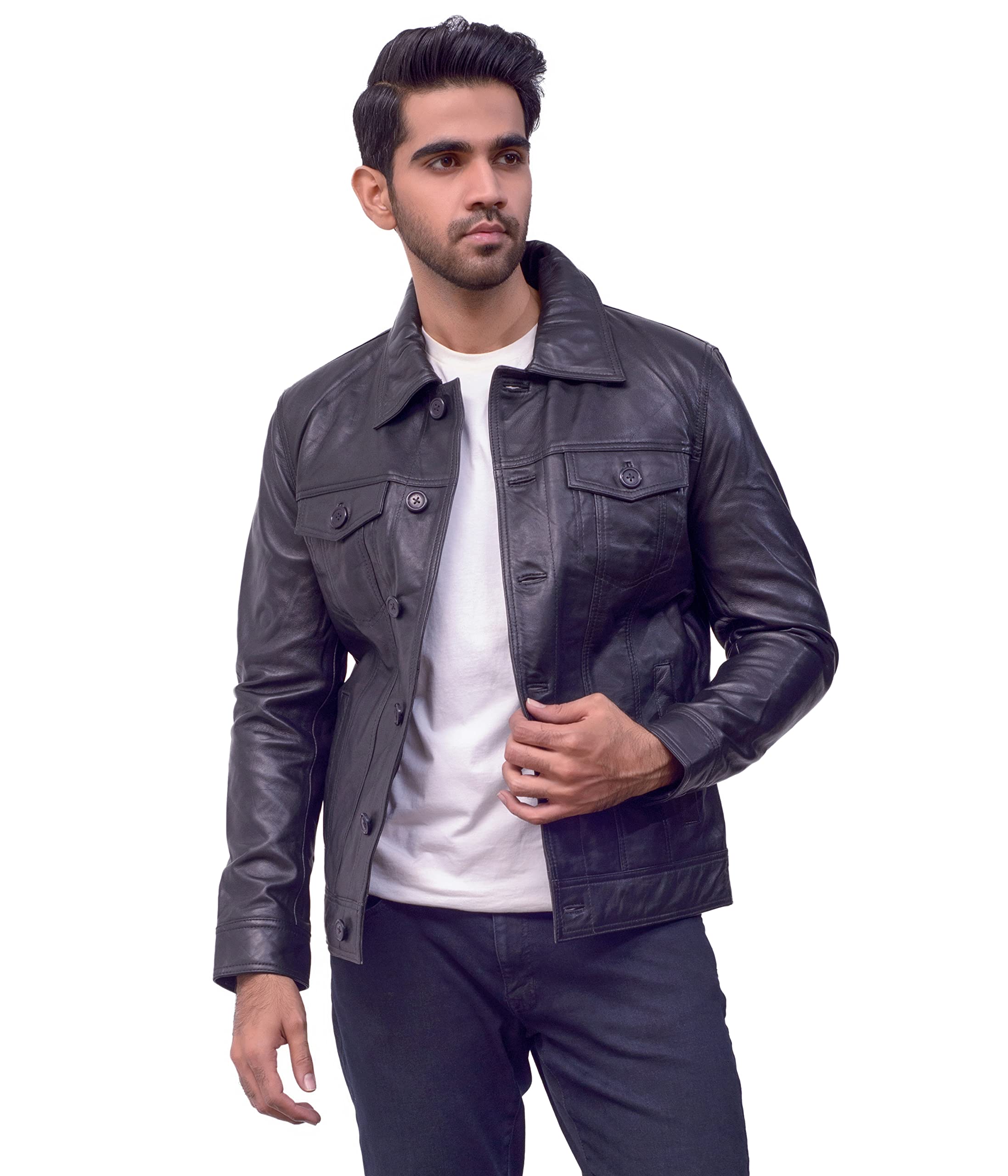 Men's Black Leather Jacket - Stylish Outerwear for Casual & Motorcycle Riding | Premium Faux Leather Biker Jacket for Men's Fashion & Winter Wear
