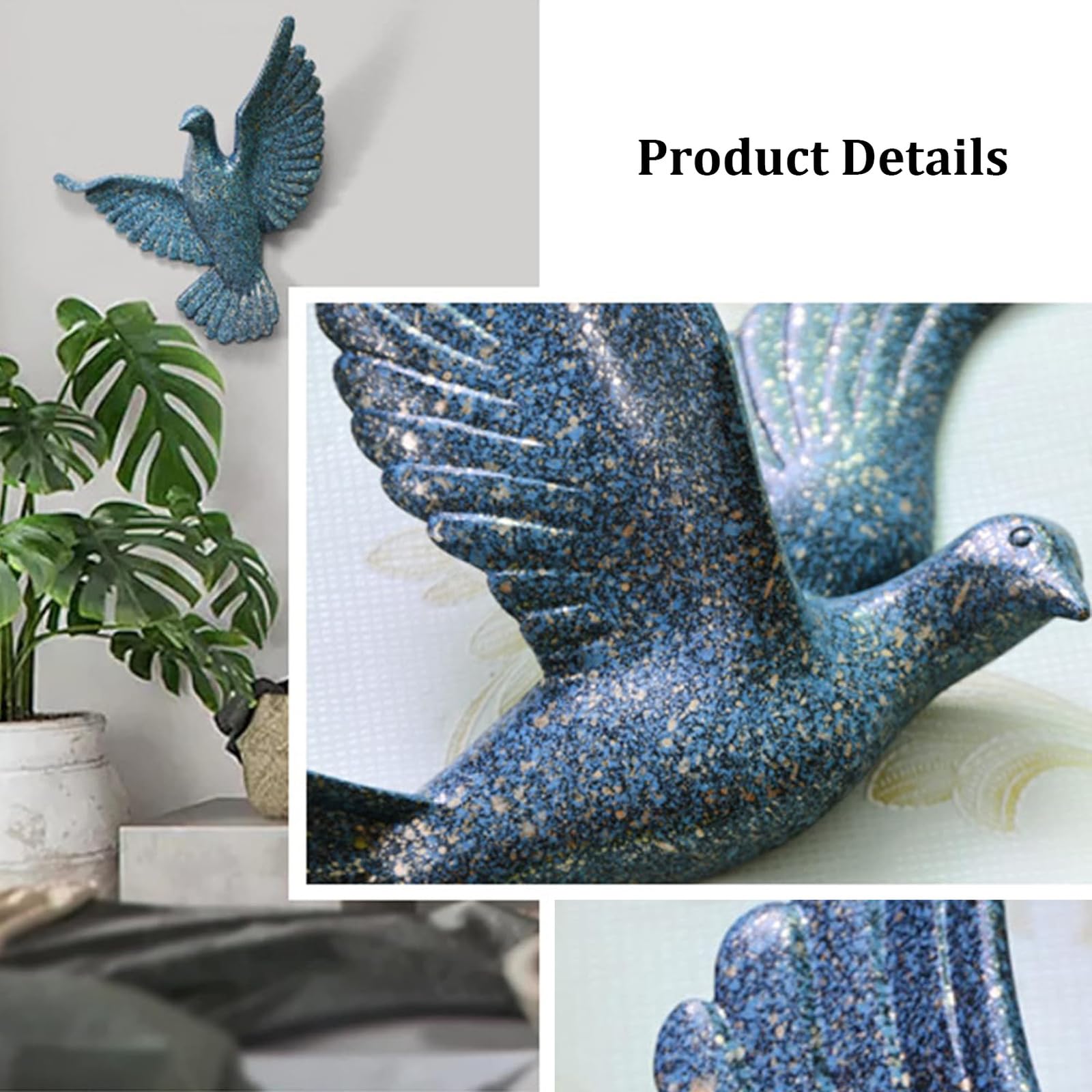 3D Floating Bird Wall Sculpture - Set of 6 White Resin Flying Birds Wall Art Decor for Home, Bedroom, Office & Garden - Perfect for Modern Interior Design & Nature-Inspired Spaces
