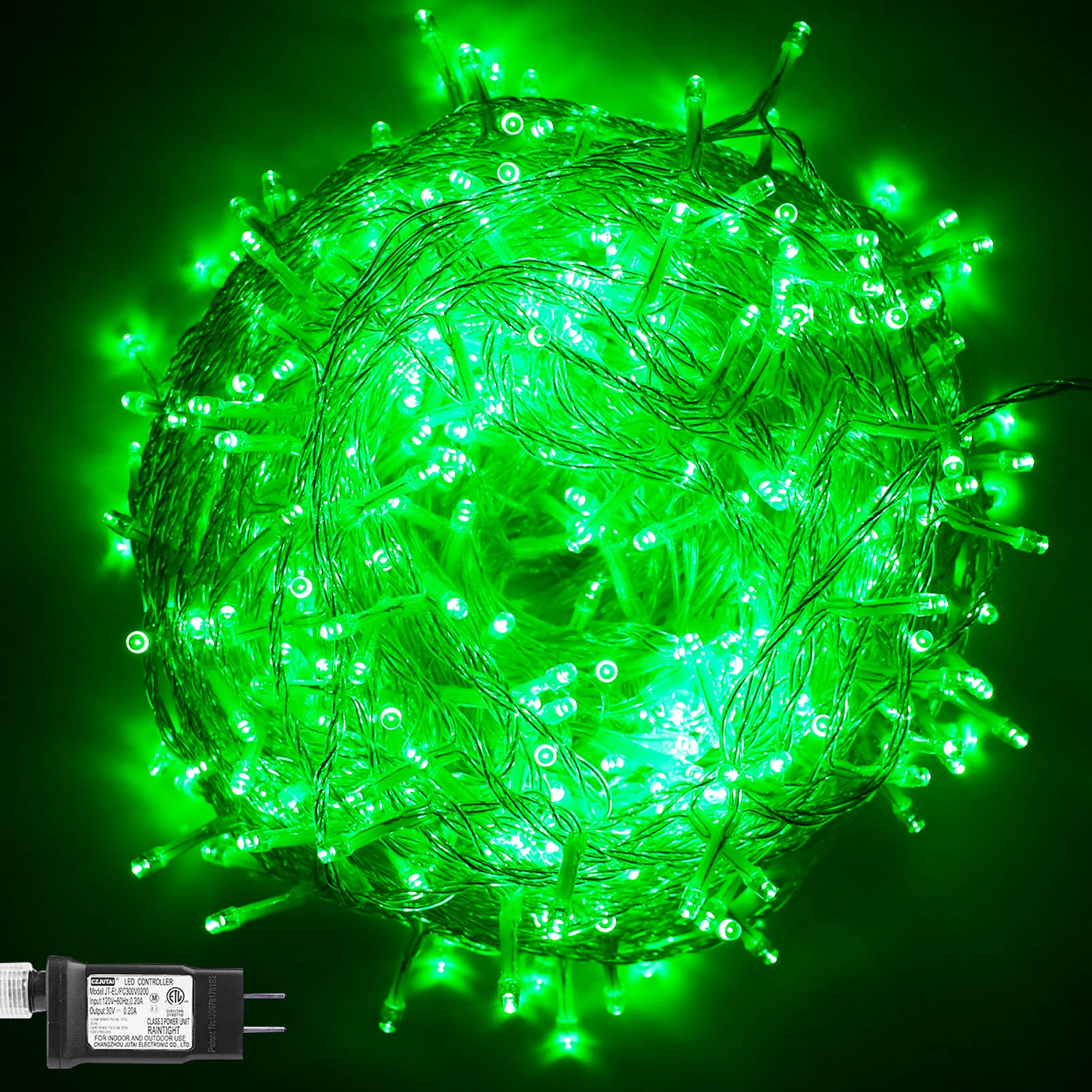 500 LED Green Christmas String Lights - St. Patrick's Day Decorations, 173.9ft Outdoor Twinkling Plug-in Hanging Lights for Xmas Tree, Party, Bar, Bedroom, Garden & Patio Decor - Perfect for Holiday Celebrations and Festive Atmosphere