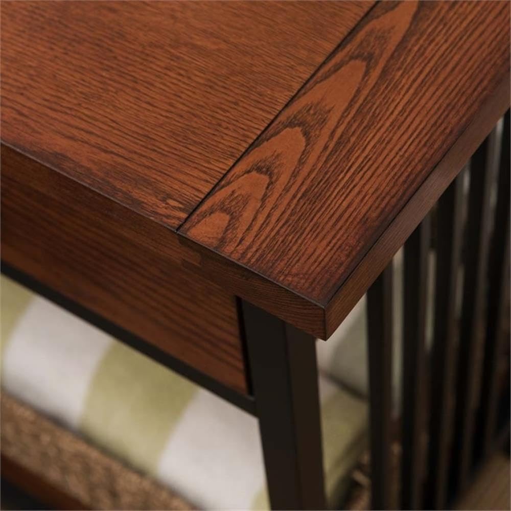 BOWERY HILL Solid Hardwood Nightstand with 1 Drawer - Mission Oak Finish for Bedroom, Living Room, or Office Storage