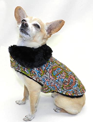 Vintage Corduroy Pet Coat with Fur Collar - Warm Dog & Cat Clothes for Small Breeds | Perfect for Winter Outfits & Costume Parties