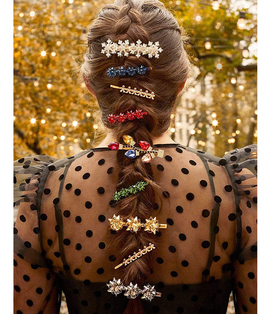 4PCS Christmas Bow Hair Clips for Women & Girls - Festive Xmas Hair Accessories, Alligator Clips Hairpins (Style B) - Perfect for Holiday Parties, Gifts & Christmas Outfits