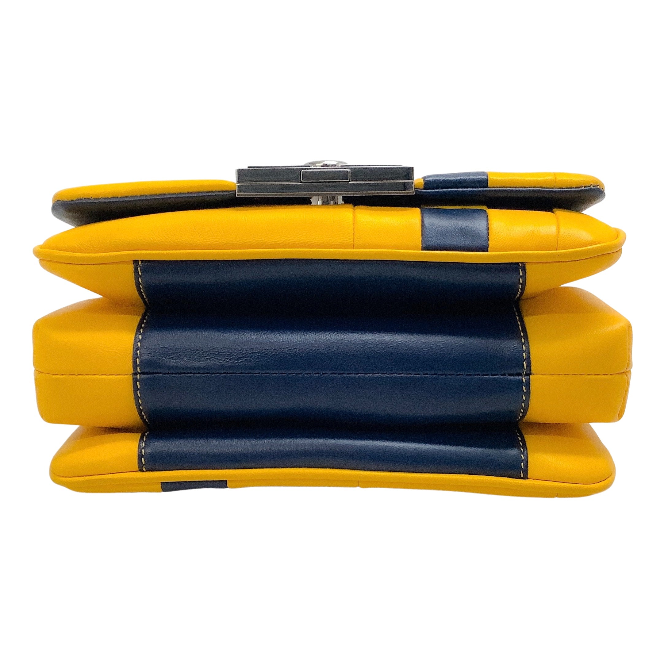 Calvin Klein 205W39NYC Navy & Yellow Billie Flap Crossbody Bag - Stylish Women's Shoulder Purse for Work, Travel & Everyday Use