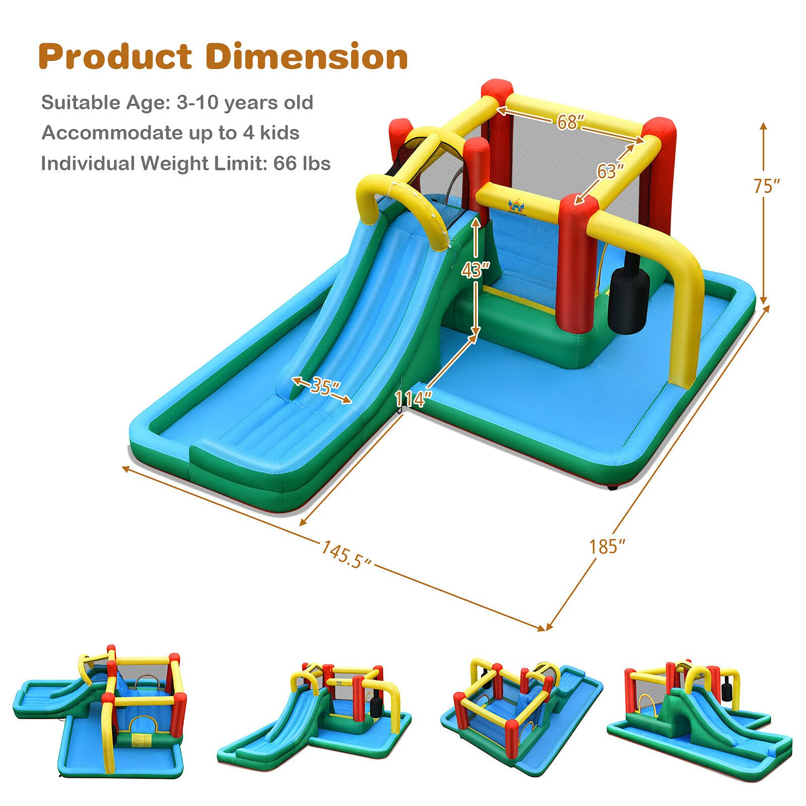 **BOUNTECH Inflatable Water Slide for Kids - Outdoor Bounce House with Hide & Seek Cave, Splash Pool - Wet & Dry Combo for Backyard Parties, Summer Fun, Birthday Gifts - Perfect for Big Kids & Family Gatherings**