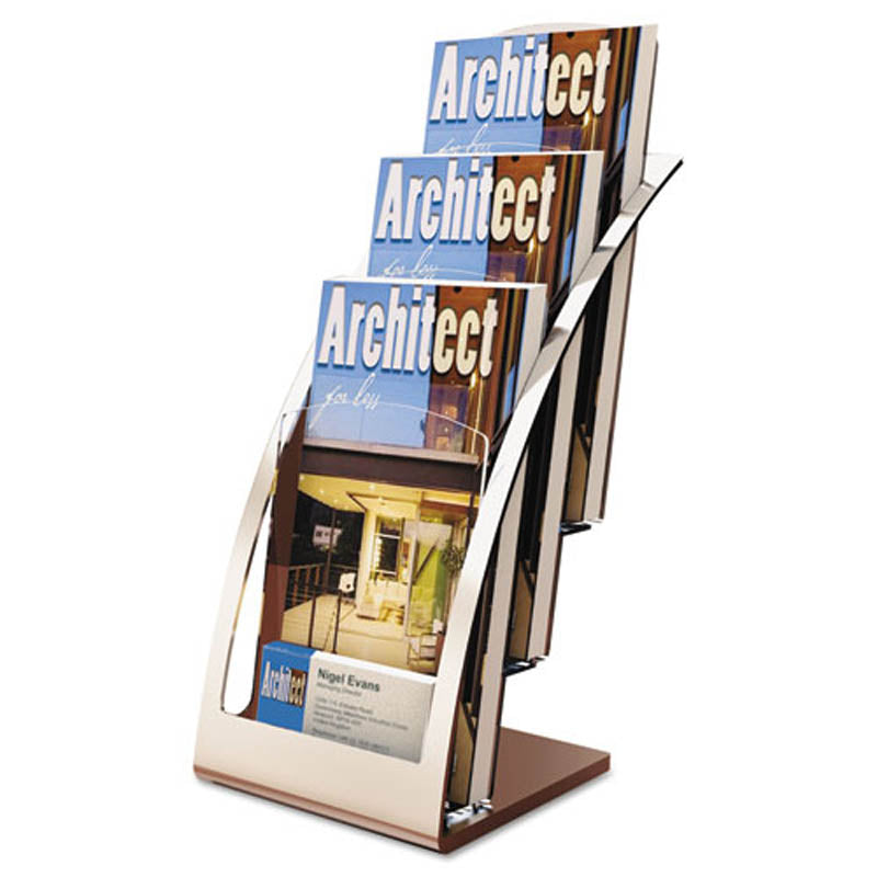 3 Tier Brochure Display Stand with Business Card Holder - Perfect for Trade Shows, Retail Stores & Office Lobby Marketing