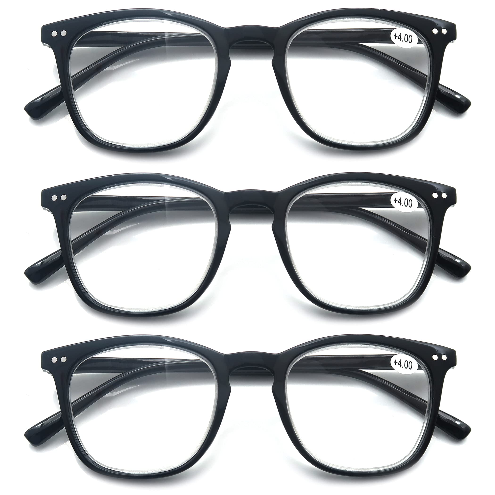 3 Pack Stylish Oval Reading Glasses for Women & Men - Flexible Spring Hinge +3.00 Strength Readers - Perfect for Reading Books, Using Phones & Working on Computers