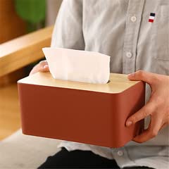 2Pcs Wooden Tissue Box Cover - Rectangular Removable Tissue Holder for Bathroom Vanity, Bedroom Dresser, Nightstand & Desk - Natural White Wood Storage Organizer - Perfect for Home, Office & Guest Room Decor