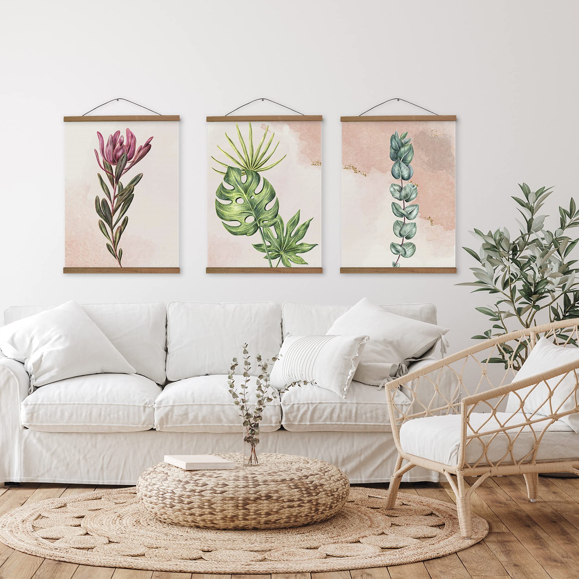 Botanical Canvas Wall Art Set of 3 - 18x24 Inch Succulent Prints for Living Room & Bedroom Decor | Modern Plant-Themed Wall Artwork | Perfect for Above Bed, Office or Home Interior Design