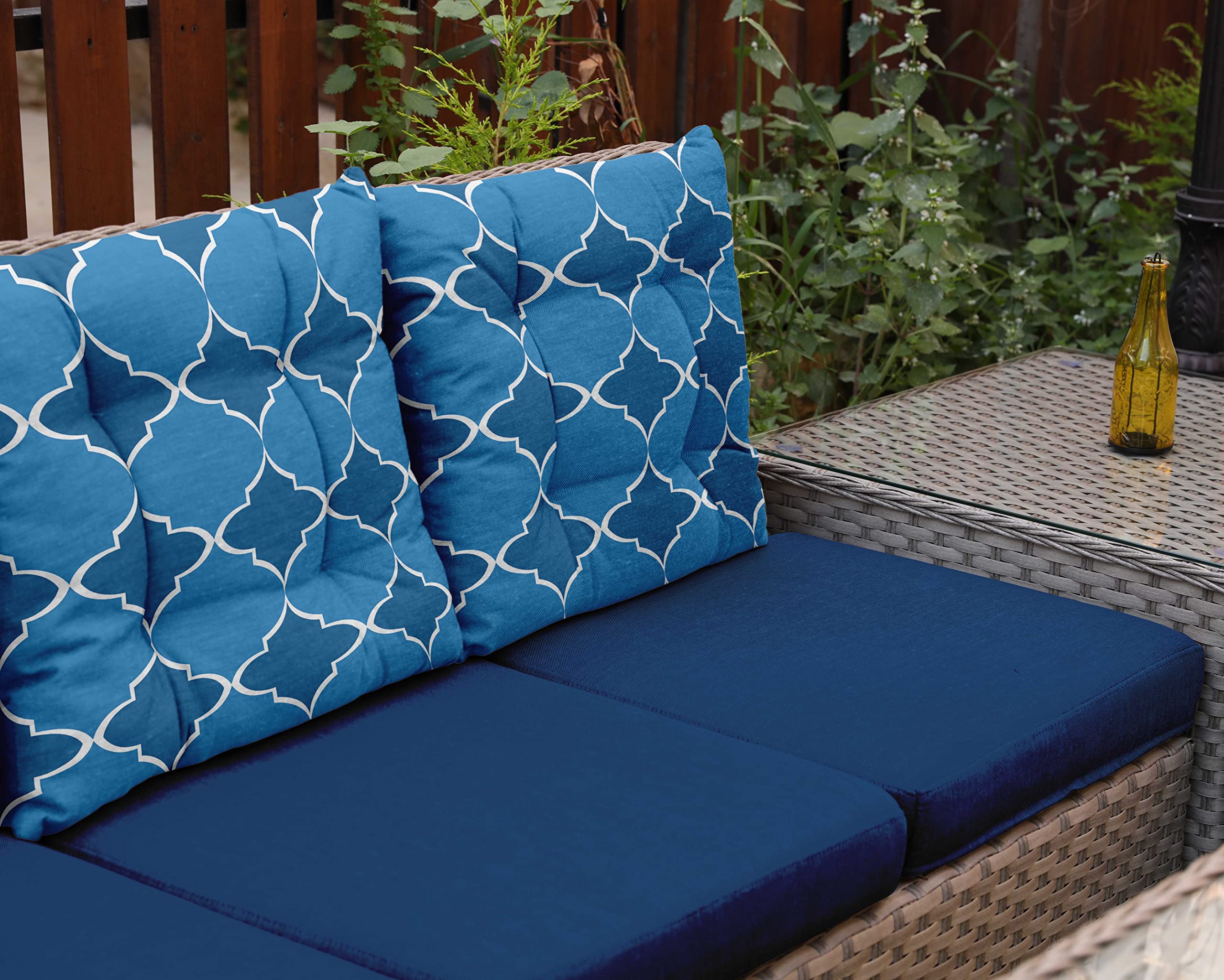 Premium Water-Resistant Tufted Square Patio Cushion Set of 2 - 19
