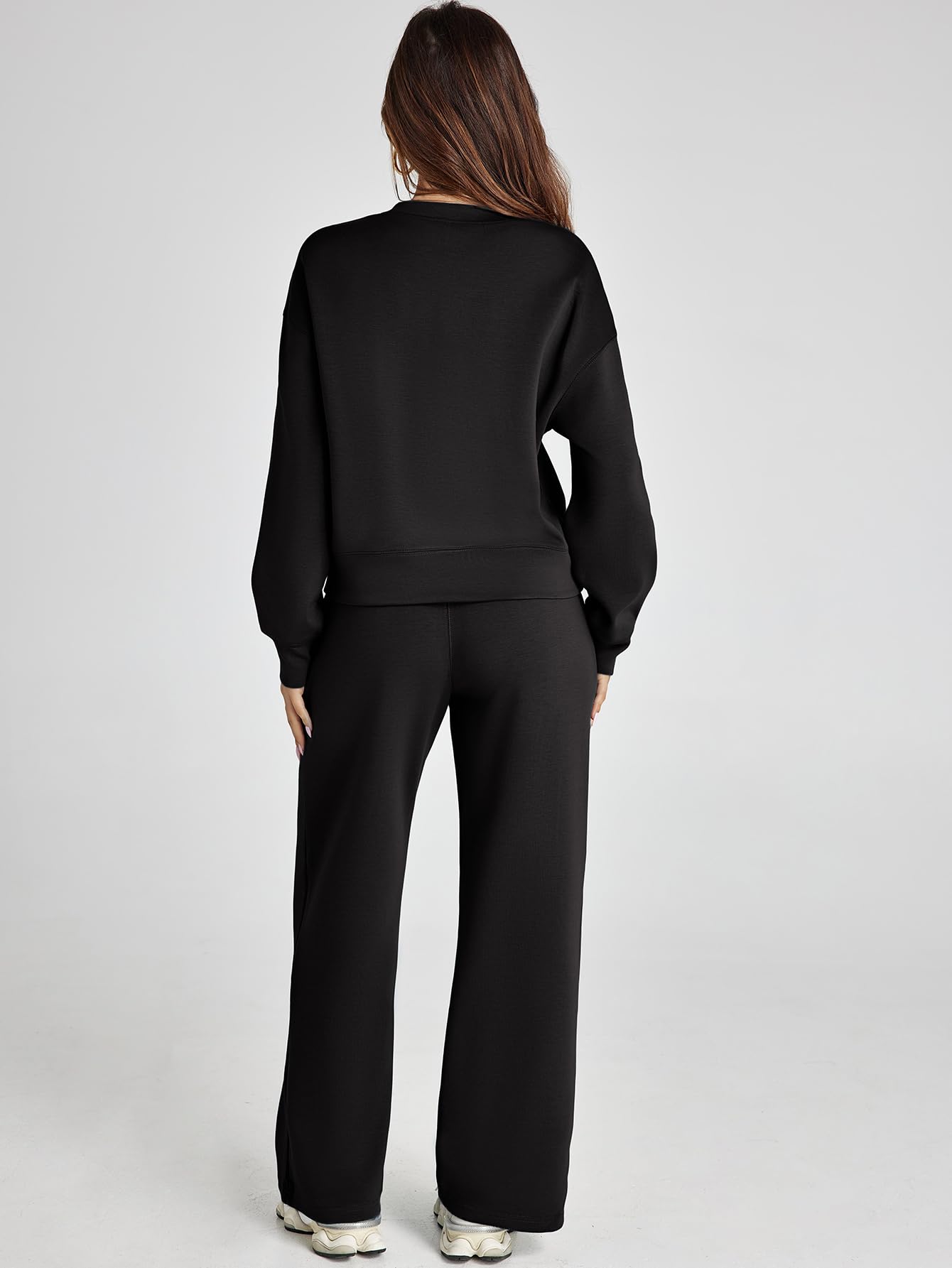 Glamaker Women's 2 Piece Sweatsuit Set - Long Sleeve Pullover Top & Wide Leg Lounge Pants - Casual Fall Outfit for Home, Travel & Yoga