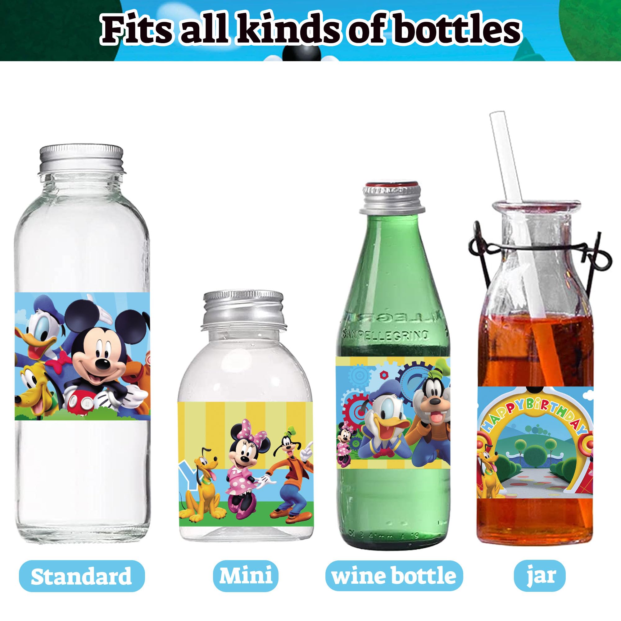 48Pcs Mouse-Themed Water Bottle Labels - Cute 1st 2nd 3rd Birthday Party Decorations for Boys, Baby Shower Supplies & Party Favors - Perfect for Mickey Mouse Themed Birthdays, Baby Showers and Kids' Celebrations