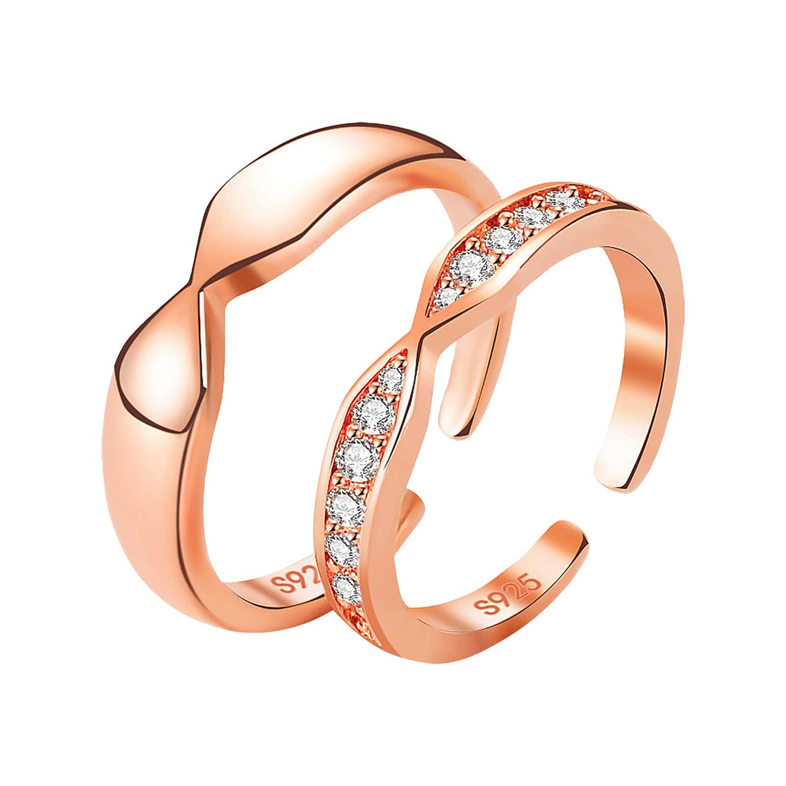 Luxury Adjustable Stainless Steel Fashion Rings for Women - Trendy Personalized Open Finger Rings Set, Elegant Lightweight Stackable Rings for Daily Wear & Special Occasions (Pink, One Size)