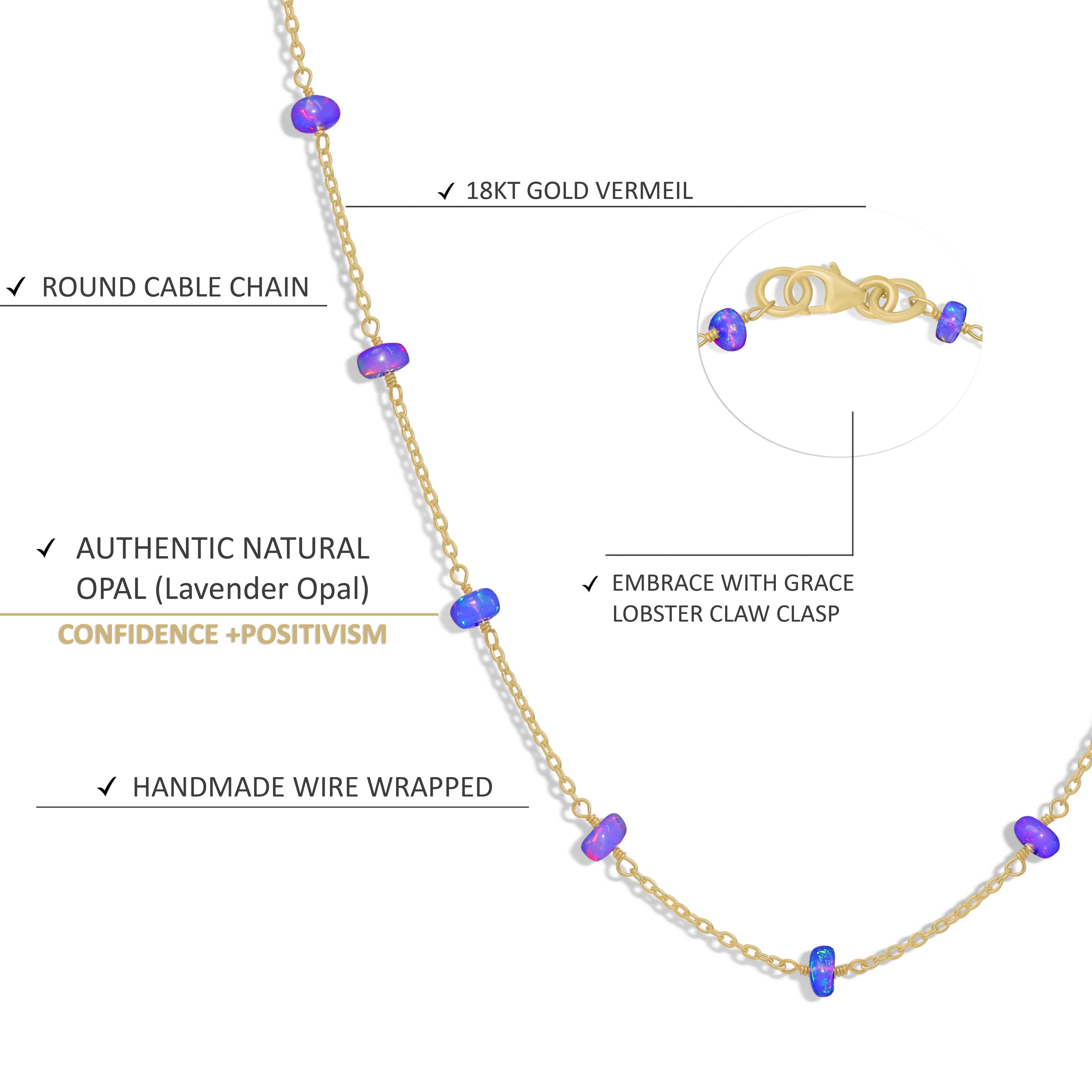 Lavender Opal Beaded Chain Necklace for Women - Elegant Bohemian Jewelry for Casual Wear, Parties & Special Occasions
