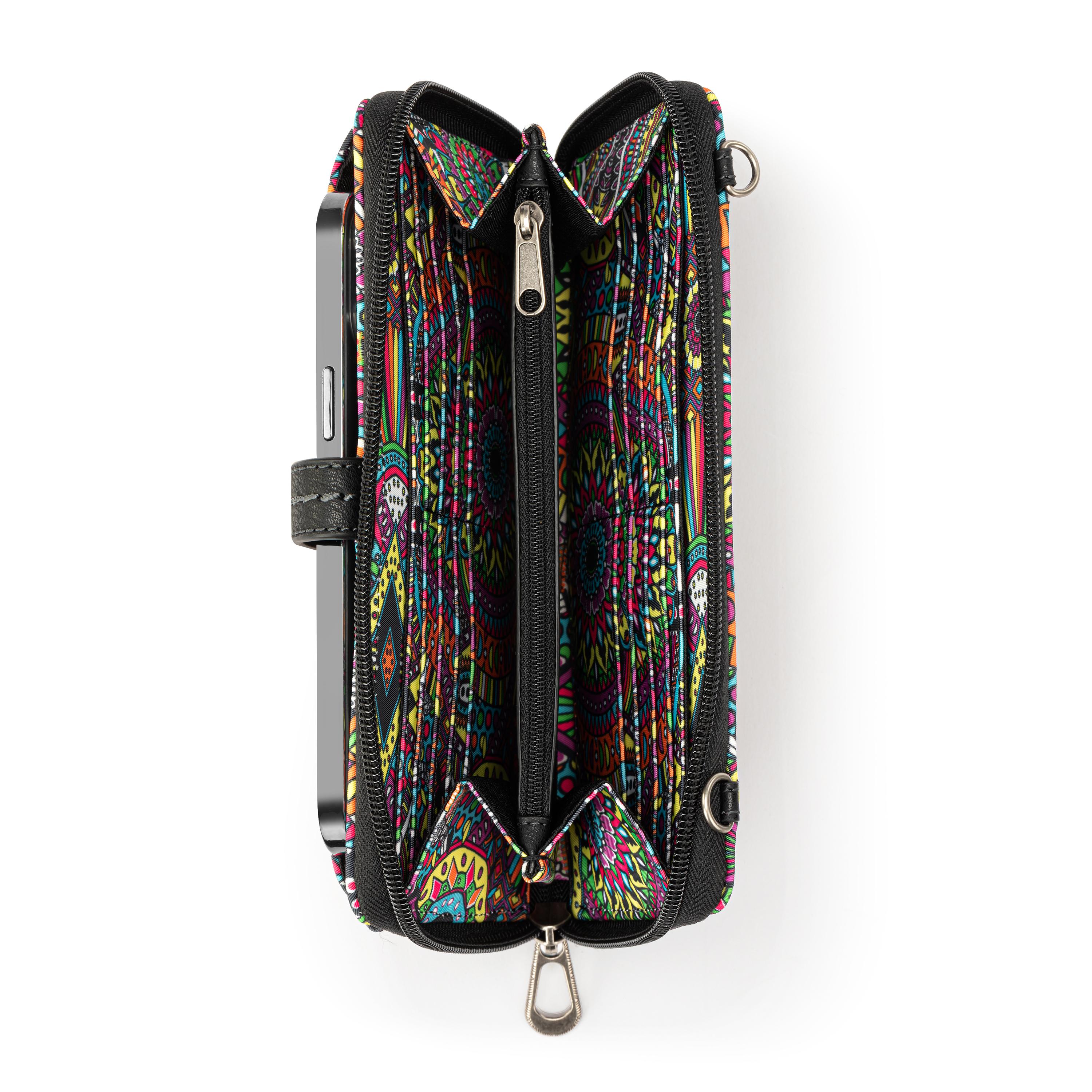 Eco-Friendly Smartphone Wallet with RFID Blocking - Durable EcoTwill Fabric - Rainbow Wanderlust Design - Perfect for Travel, Shopping & Everyday Use