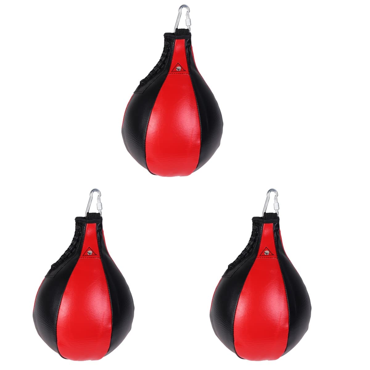 PRETYZOOM 3-Piece Boxing Ball Set - PU Leather Pear-Shaped Punching Bags for Speed, Agility & Strength Training | Perfect for Home Gym, Boxing Practice & MMA Workouts (Black & Red)