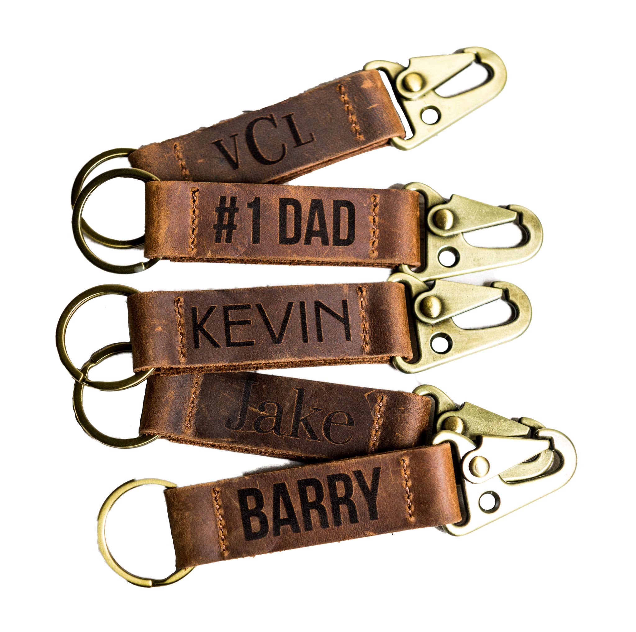 Personalized Engraved Distressed Leather Keychain - Custom Name Key Ring - The San Ann by Left Coast Original - Perfect Gift for Men, Women, Anniversary & Travel Accessories