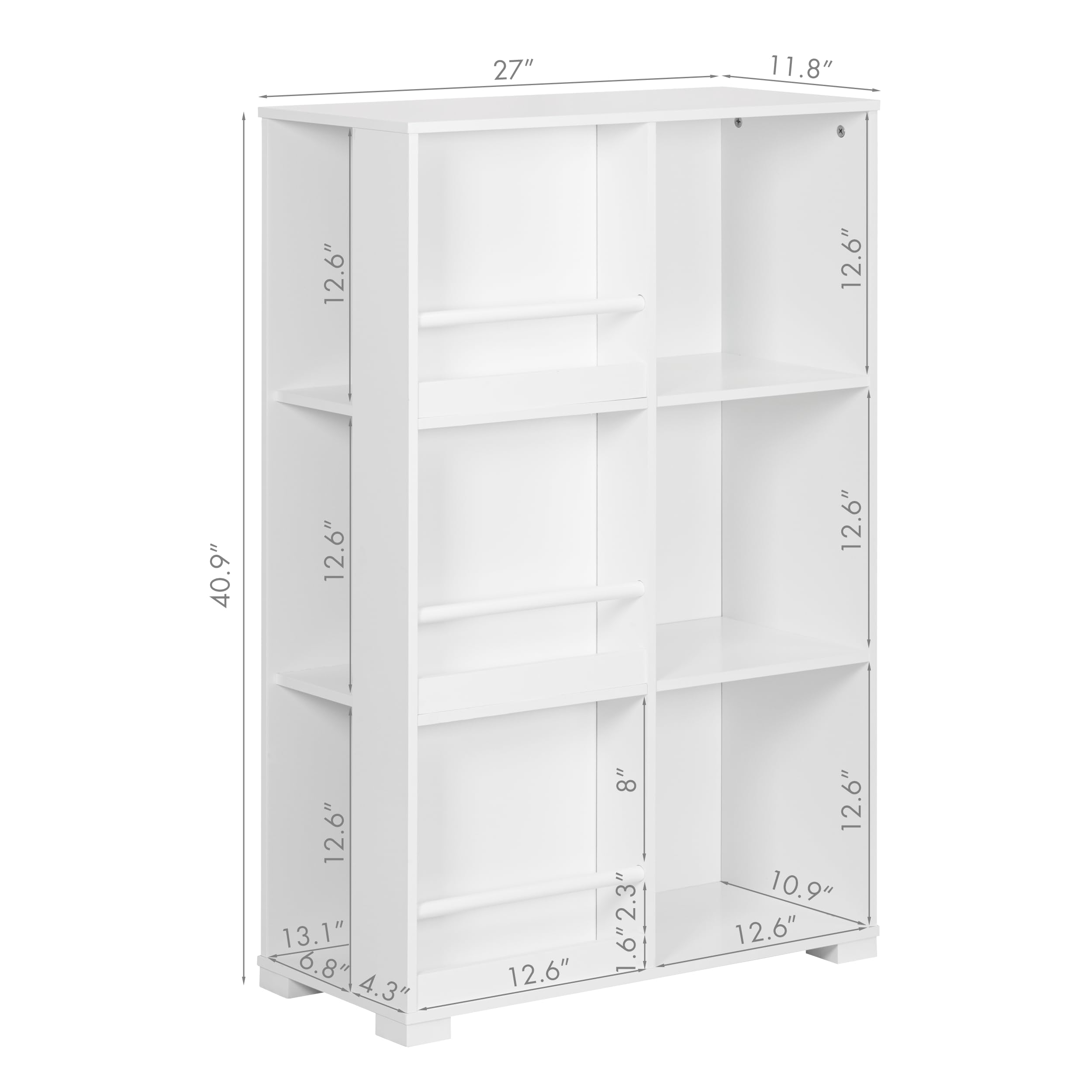 UTEX Kids Bookshelf - Wooden Bookcase with 6 Cube Storage, Toy Organizer & Display Stand for Nursery, Bedroom, Study Room - Perfect for Kids' Book Storage and Playroom Organization