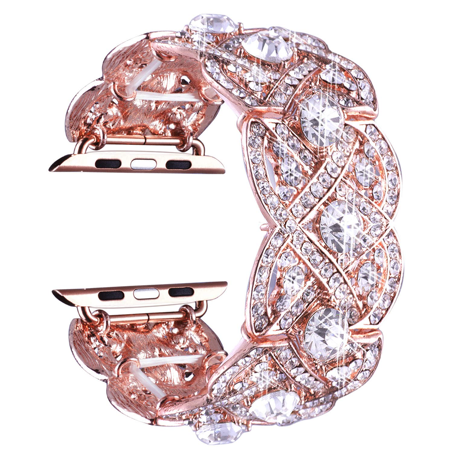 VIQIV Bling Bands for Apple Watch 40mm 44mm - Diamond Rhinestone Stainless Steel Metal Bracelet Strap Compatible with iWatch Series 1/2/3/4 - Elegant Women's Wristband for Parties, Weddings & Everyday Wear