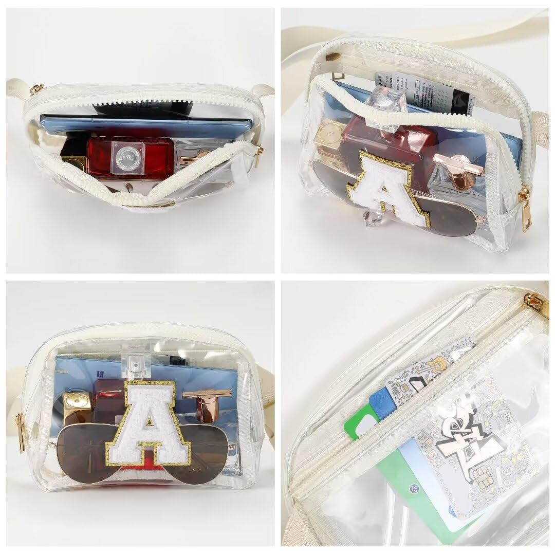 YOOLIFE Personalized Initial A Belt Bag for Women & Girls - Cute Beige Clear Crossbody Bag, Unique Birthday Gift for Her, Bridesmaid Proposal Present - Perfect for Parties, Travel & Everyday Use