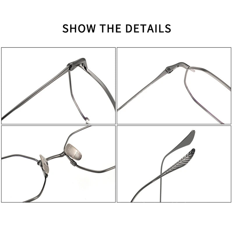 Stylish Unisex Black Titanium Polygon Flat Top Full Rim Eyeglasses 4174 - Perfect for Work, Reading & Fashion Accessories