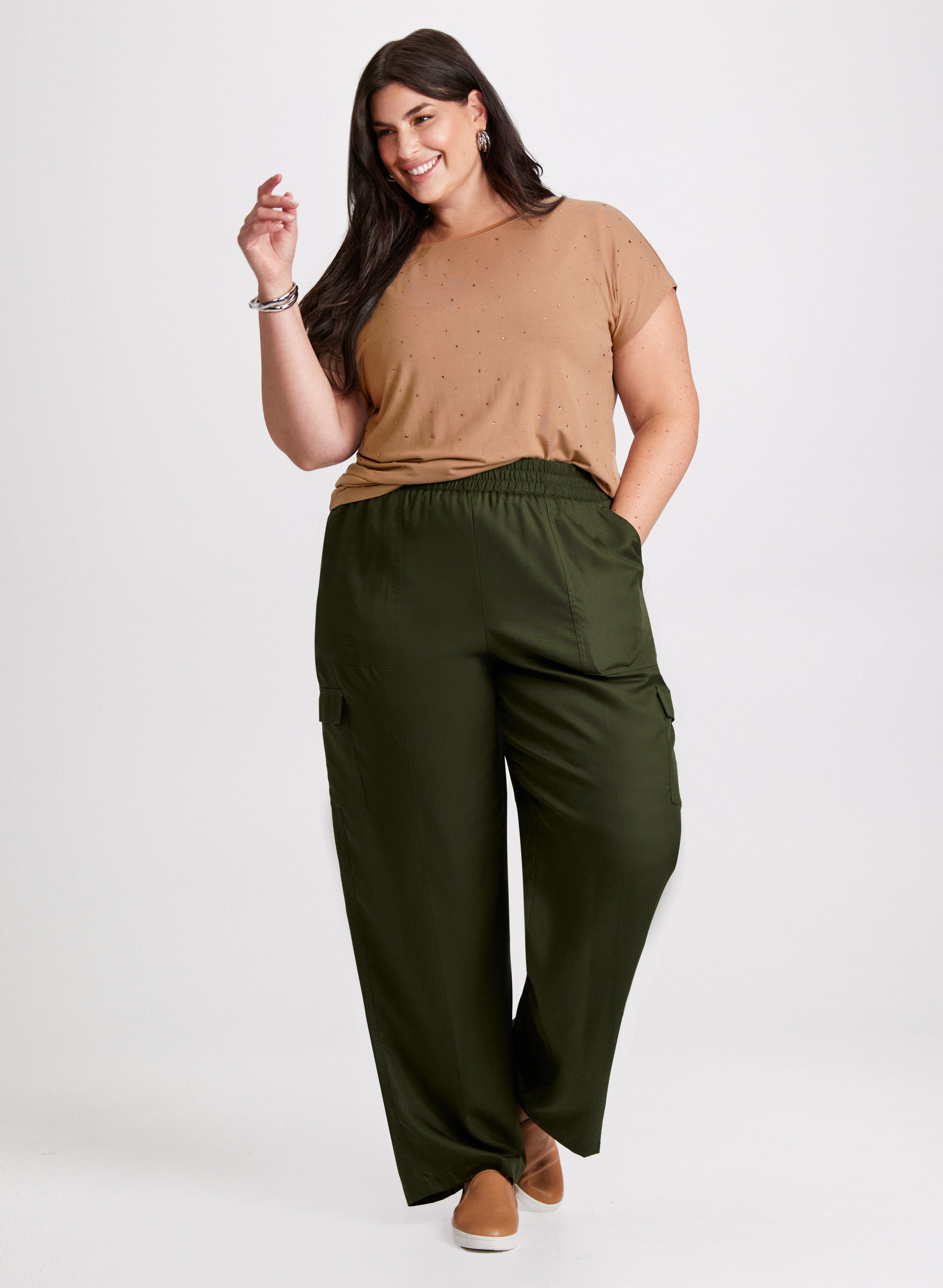 Stylish Embellished T-Shirt & Cargo Pants Set - Trendy Women's Casual Outfit for Streetwear, Travel & Everyday Wear