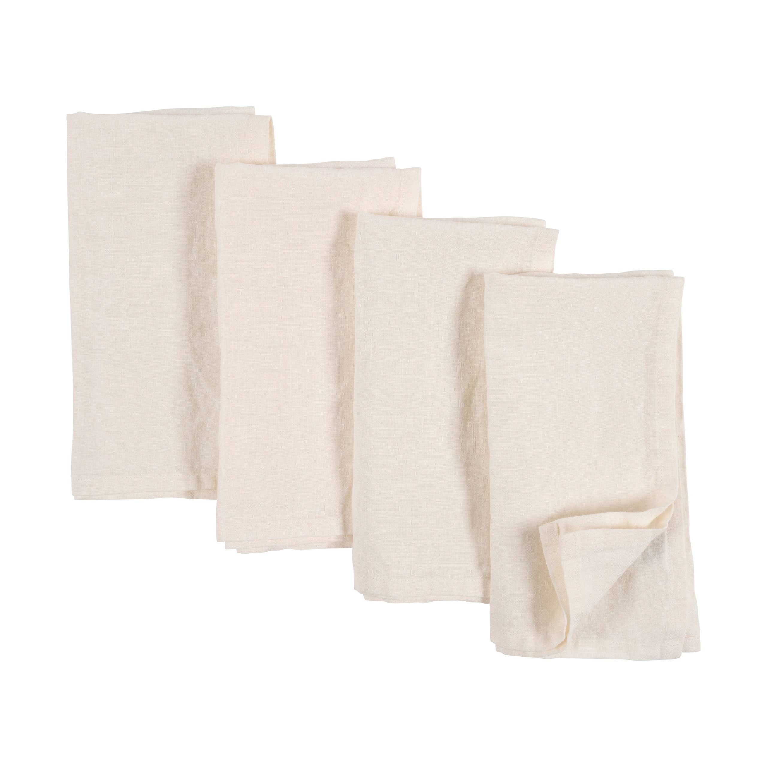 Premium KAF Home Verona 100% Stone Washed Linen Napkins Set of 4 (20x20 Inches) - Elegant Dinner Table Decor for Formal Dining & Special Occasions